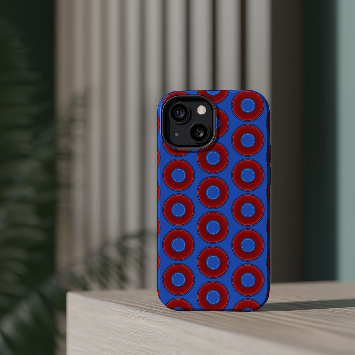 Magnetic Tough Donut Case - red vivid donut print w/medium royal blue background