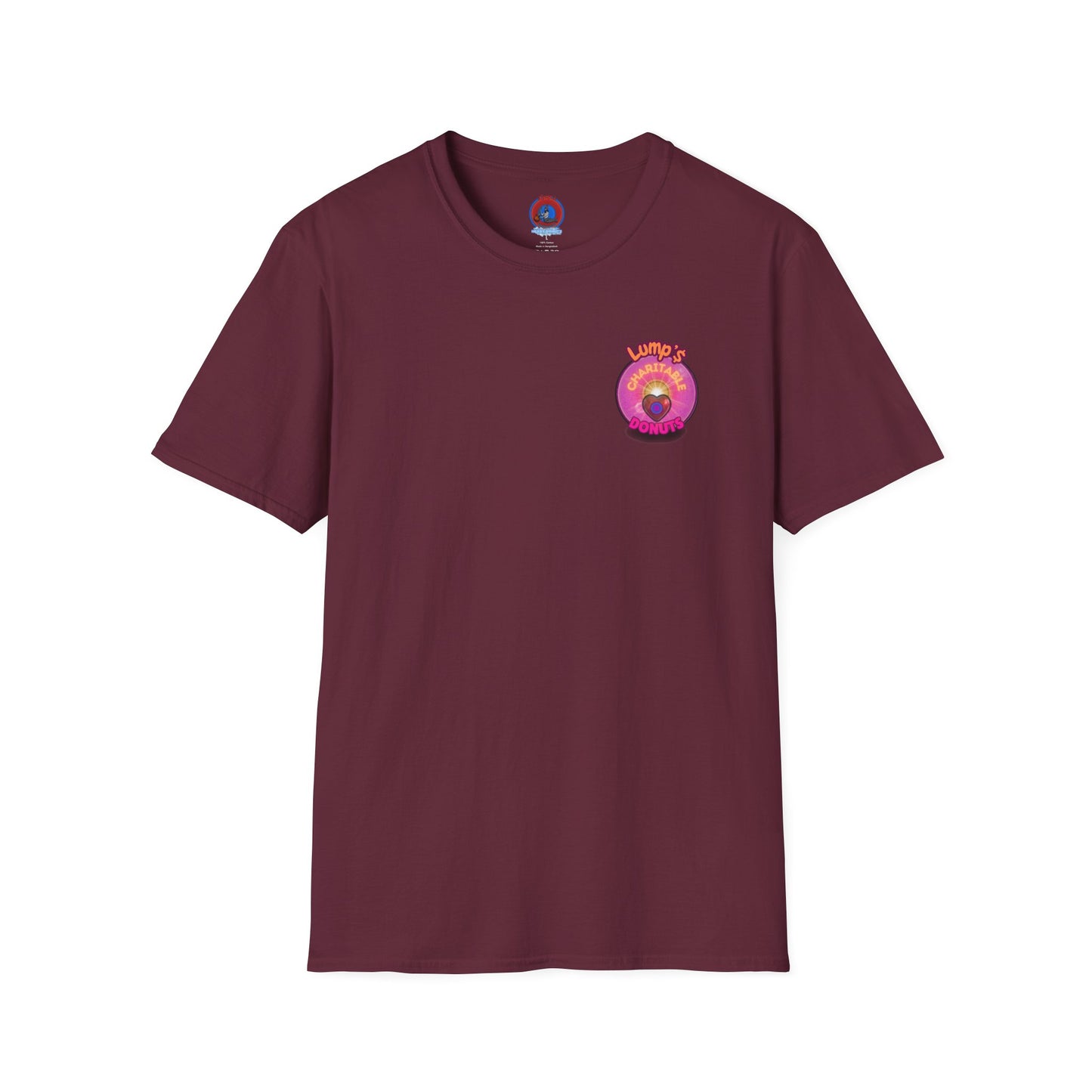 Classic Donut Tee - Unisex Soft-Style - "Lump's Official Charitable Donut" - series 1.0  - magenta donut [*100 to general charity fund]