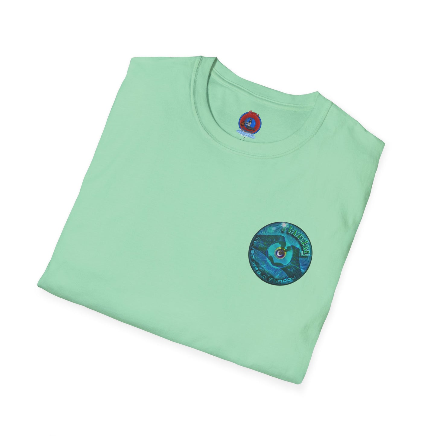 Classic Donut Tee - Unisex Soft-Style - "Sunday Phunday" - series 1.0 - variant 1 - teal donut
