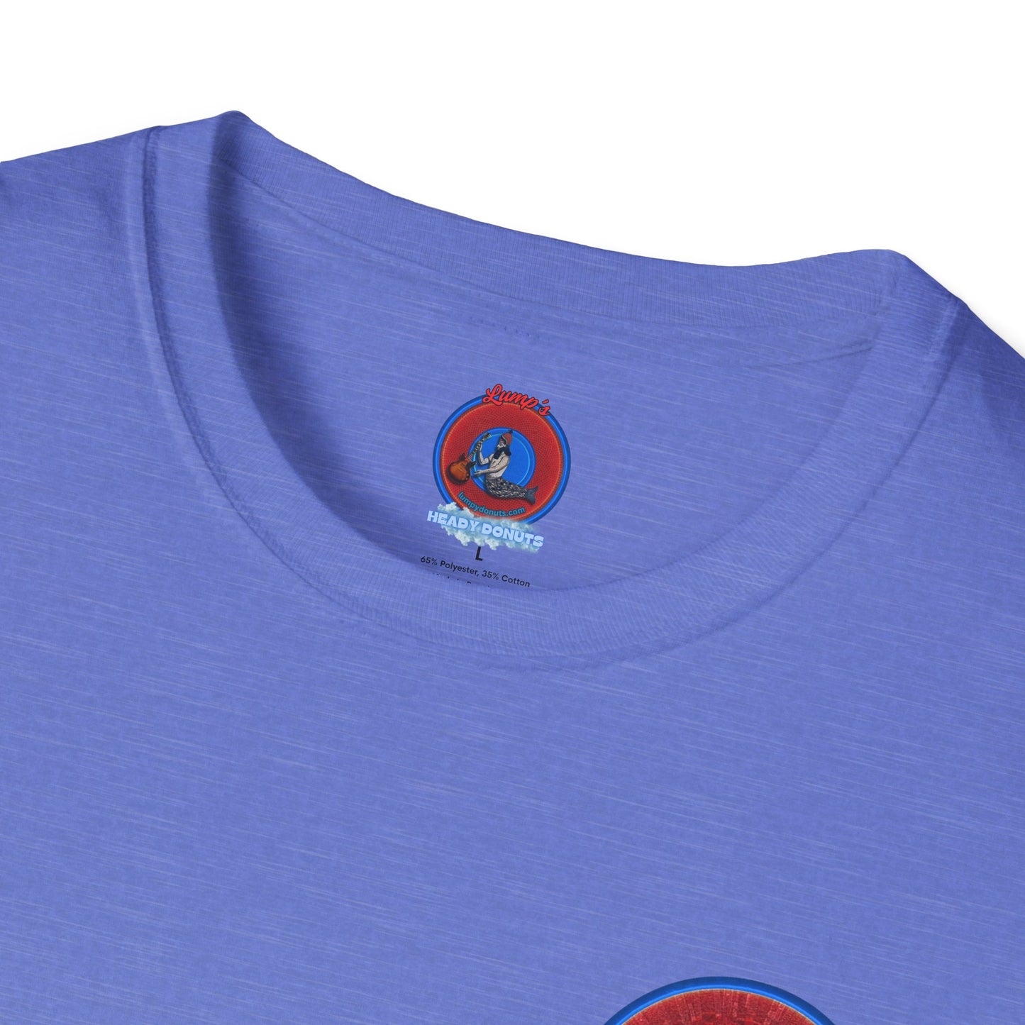 Classic Donut Tee - Unisex Soft-Style - "Graphic Translation Tee Shirt" - vivid red/blue tube donut - variant 1