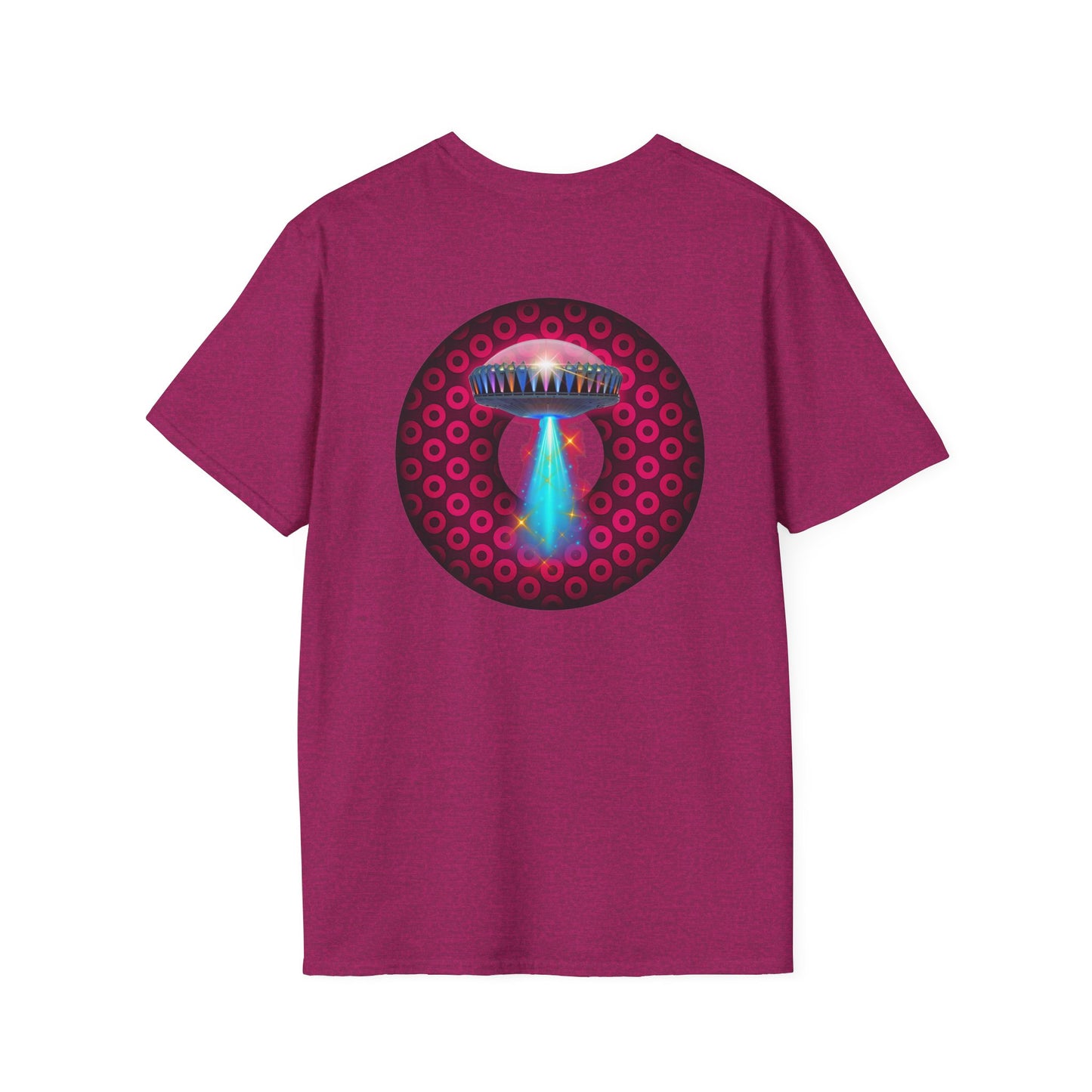 Classic Donut Tee - Unisex Soft-Style - "Donuts now Served on the Mothership" - series 1.0  - variant 2  - red/red paradoxical donut