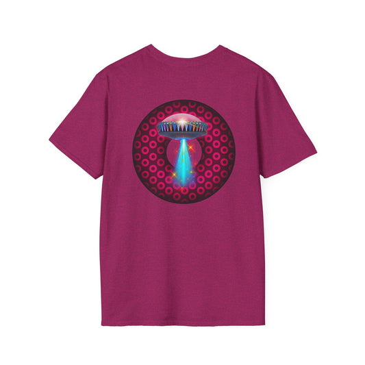 Classic Donut Tee - Unisex Soft-Style - "Donuts now Served on the Mothership" - series 1.0  - variant 2  - red/red paradoxical donut