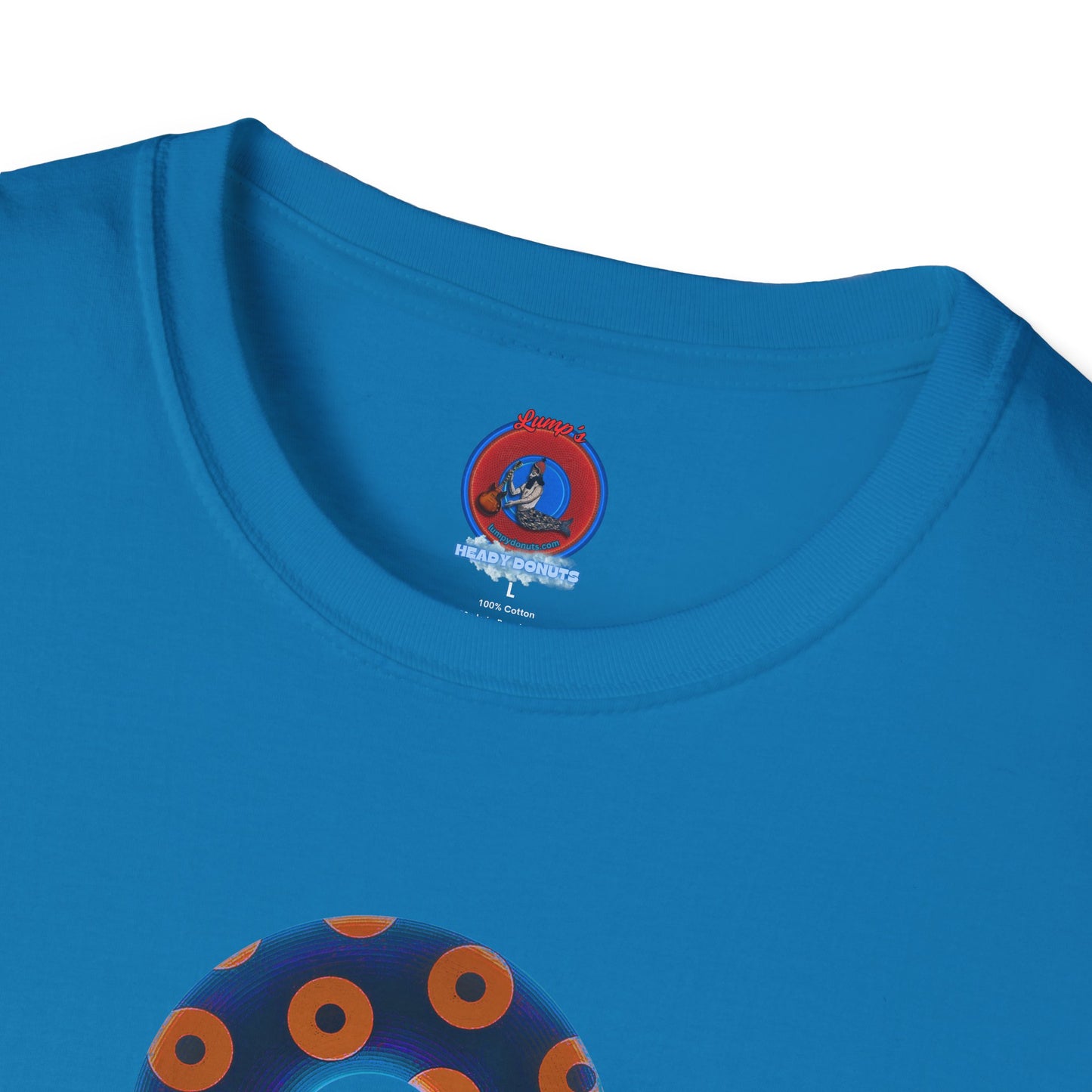Plain Donuts/Unisex Soft-Style - "Plain Blimpy Paradoxical Donuts" - dark royal blue/orange donuts