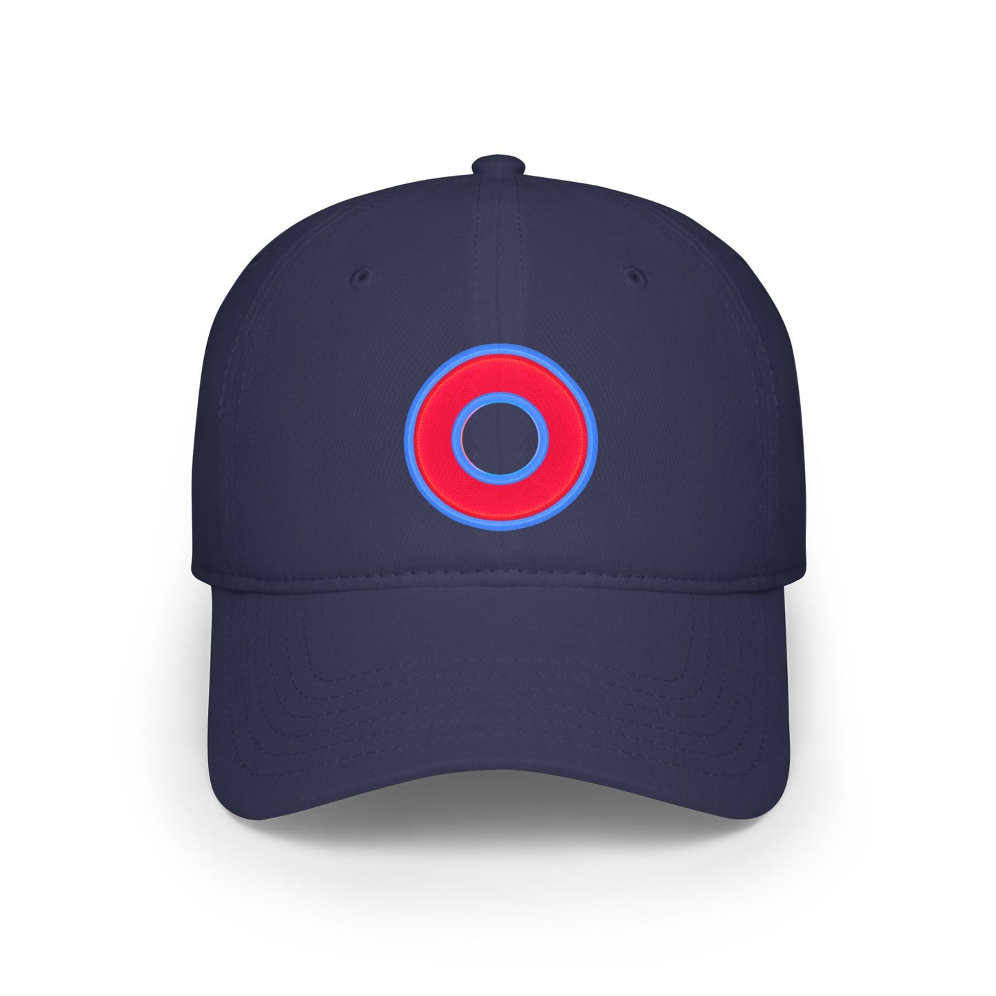Lumpy Donut Baseball Cap - "Plain [Mary] Jane" - rustic blue/red donut w/