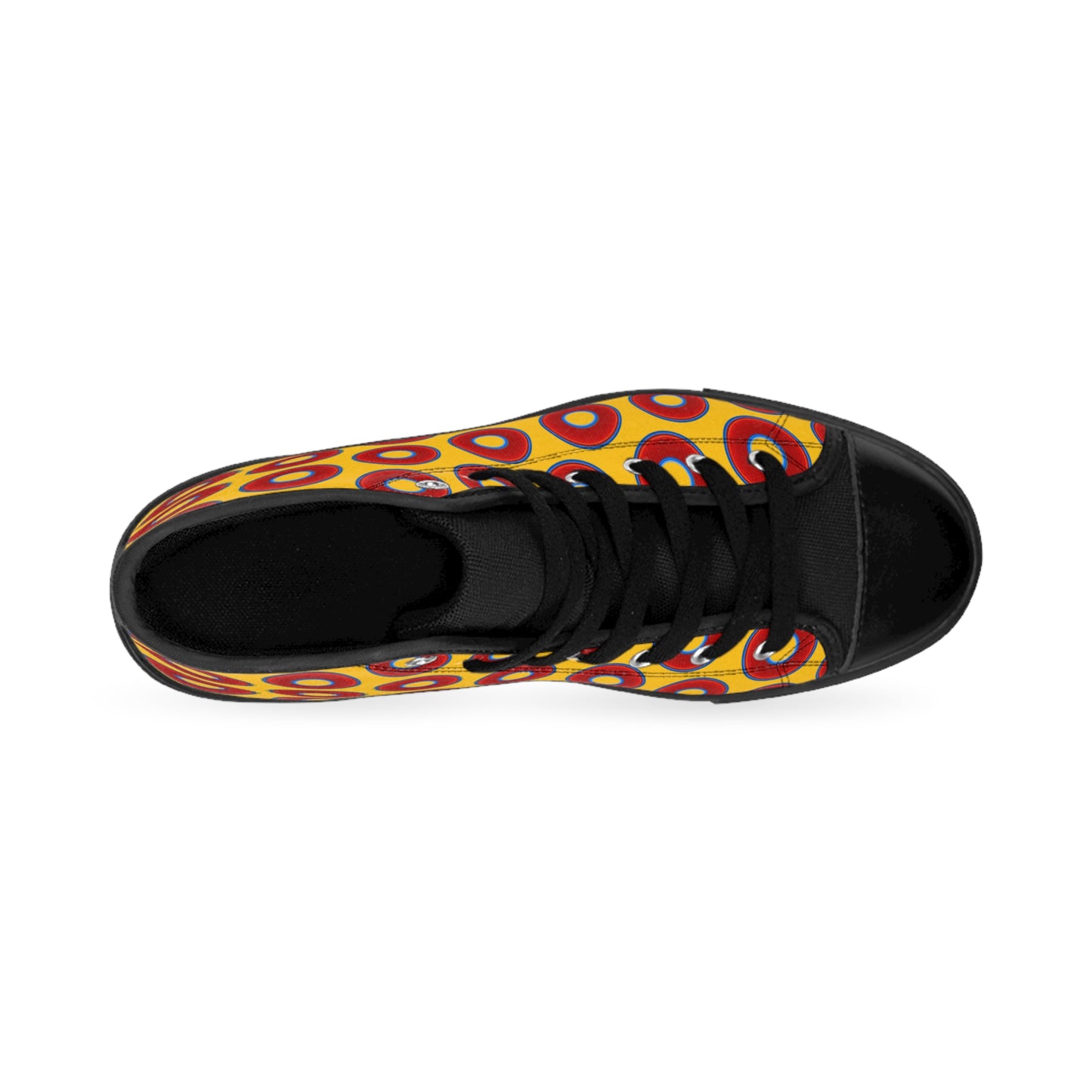 Men's Cushiony Convectors - High Tops - red vivid donuts w/yellow background