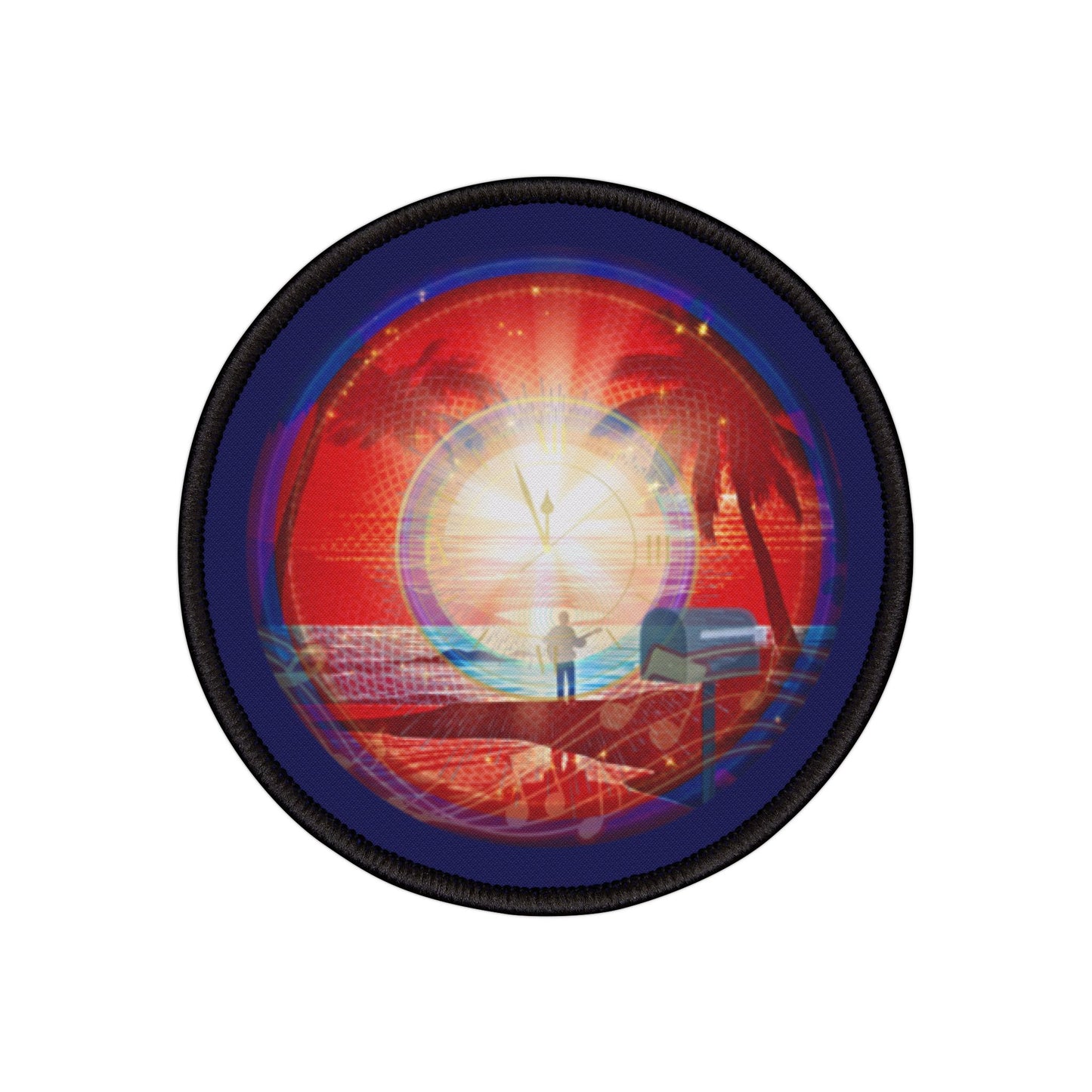 Iron-On Donut Patch - "The Velvet Cake Donut" - rustic red pic donut