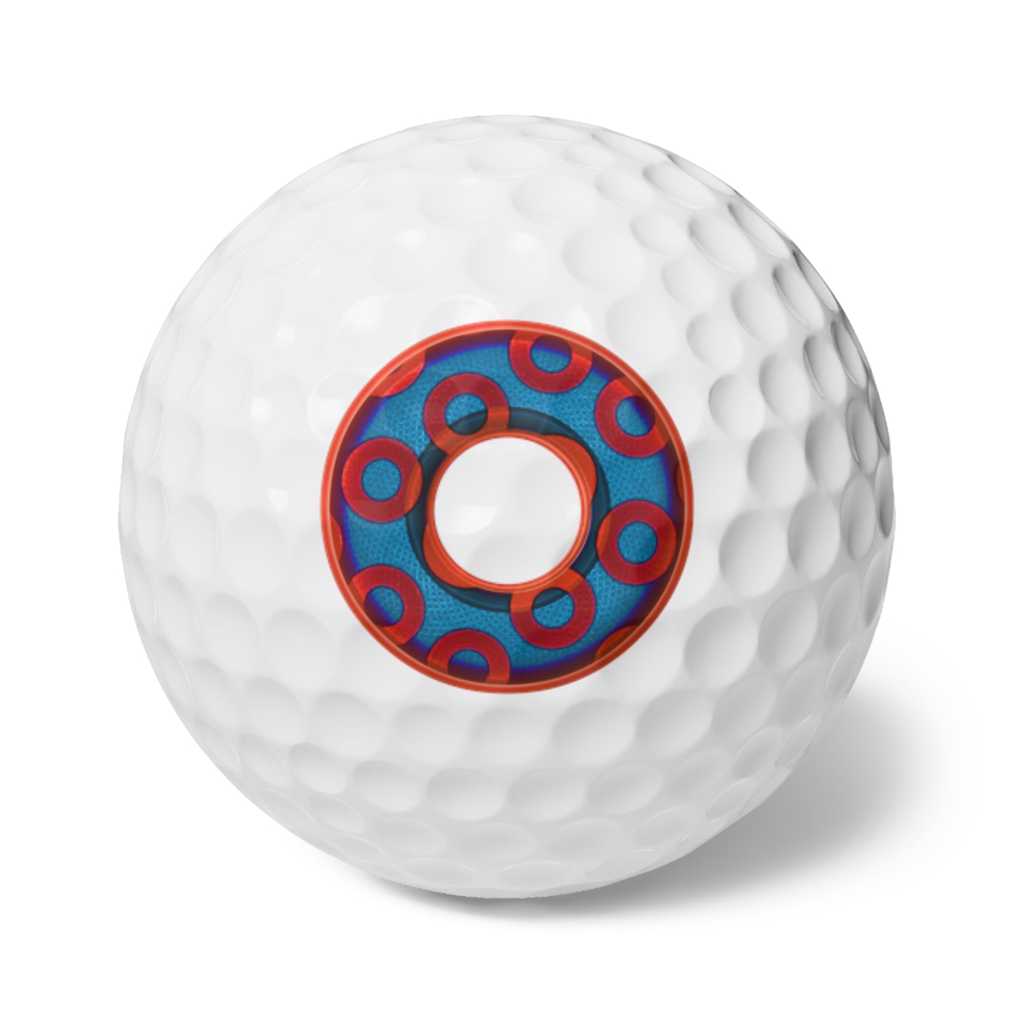 Lumpy Donut Golf Balls - 6-pack - "Rustic Paradox Donuts" - light royal blue/red donuts