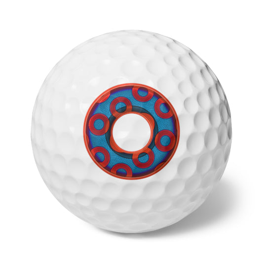 Lumpy Donut Golf Balls - 6-pack - "Rustic Paradox Donuts" - light royal blue/red donuts