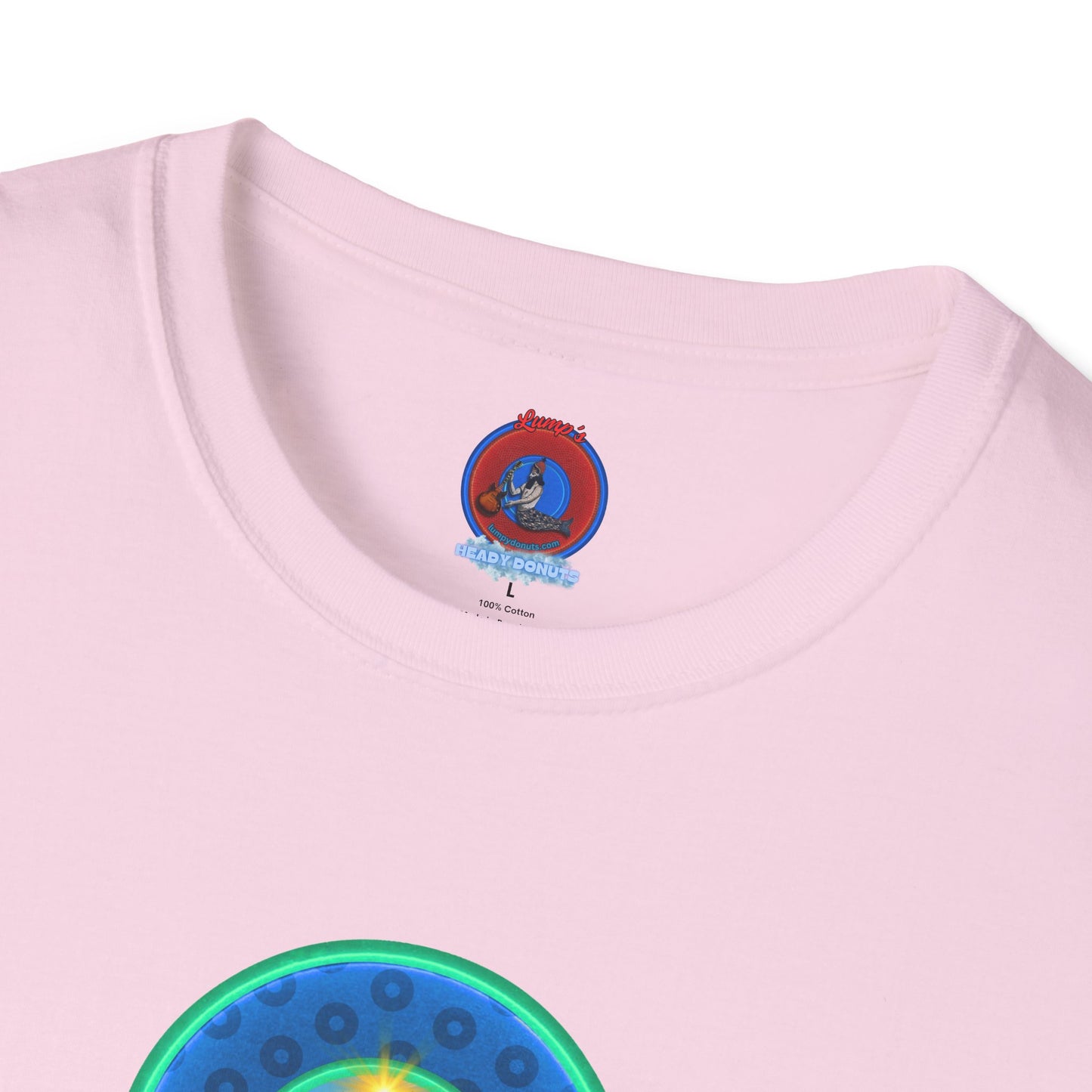 Classic Donut Tee - Unisex Soft-Style - "Devil's Drowning Donuts" - blue/green paradox donut