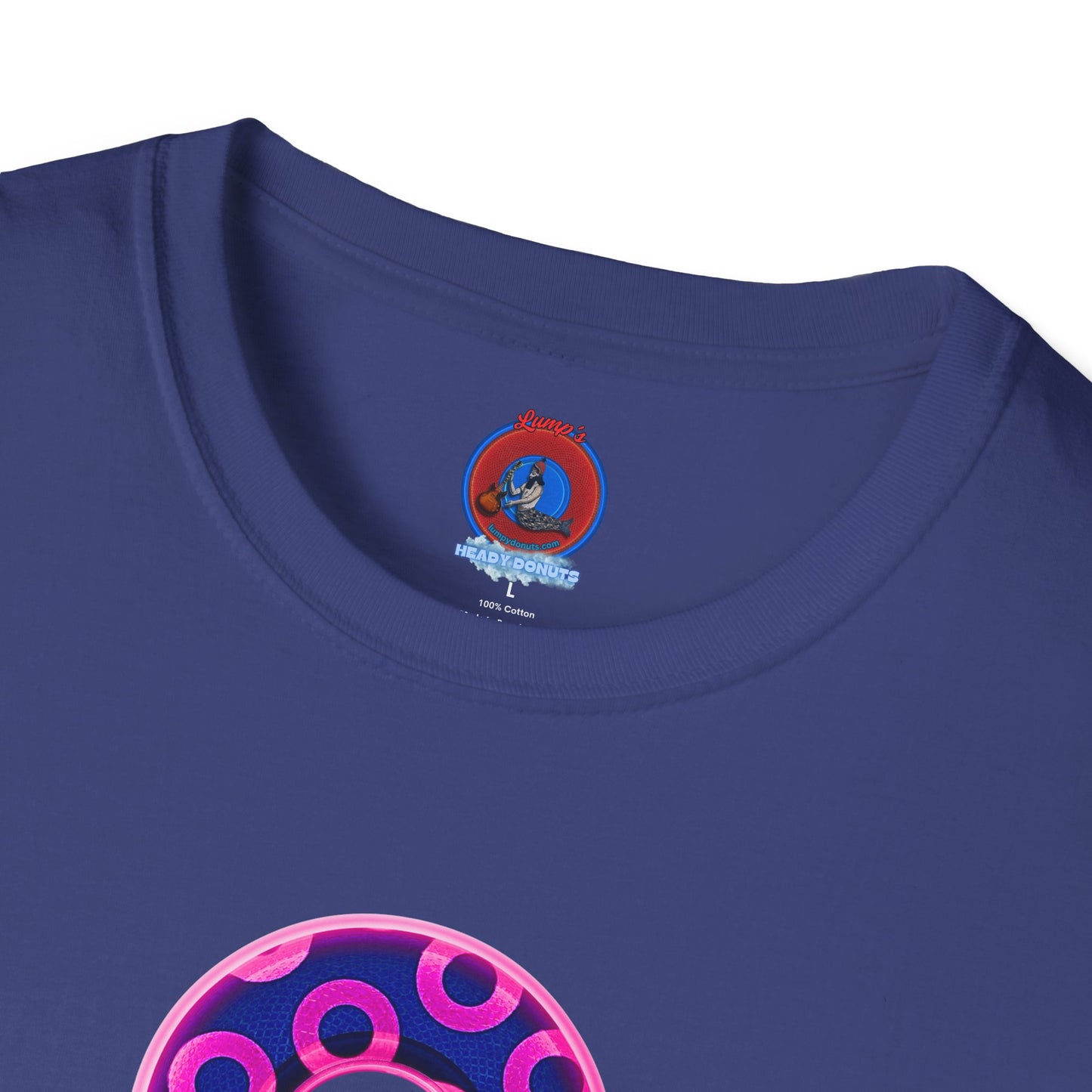 Plain Donuts/Unisex Soft-Style - "Plain Rustic Paradoxical Donuts" - hot pink/dark blue donuts