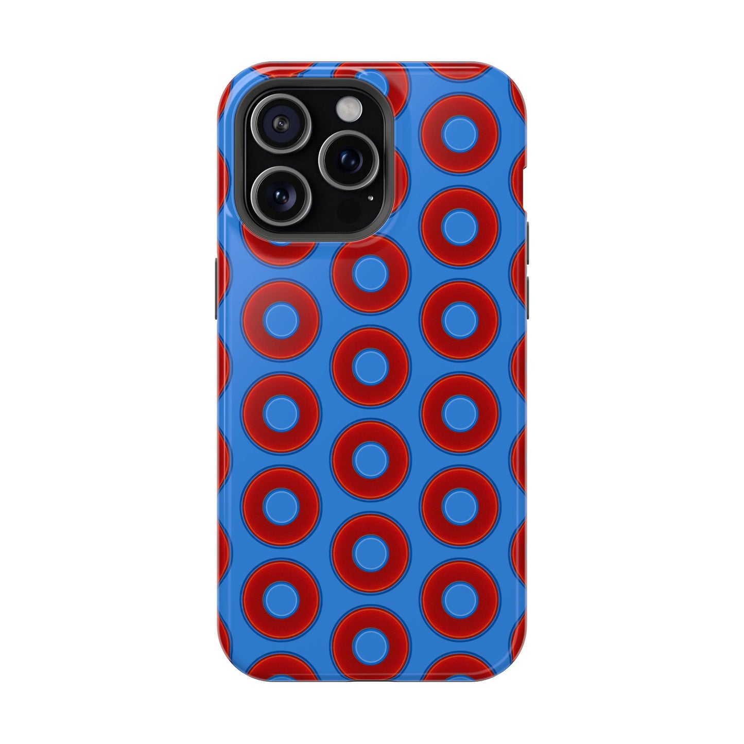Impact-Resistant Lumpy Donut Case - red vivid donut print w/light royal blue background