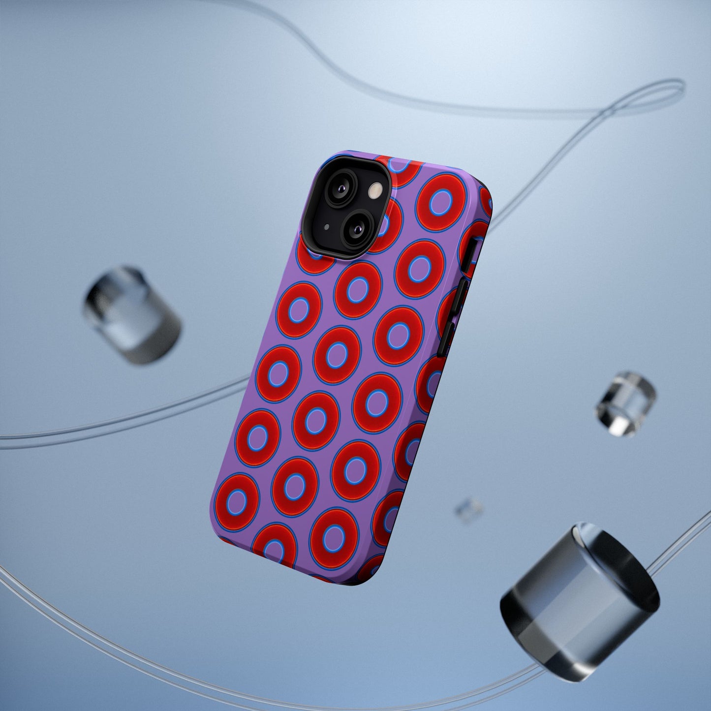 Impact-Resistant Lumpy Donut Case - red vivid donut print w/light purple background
