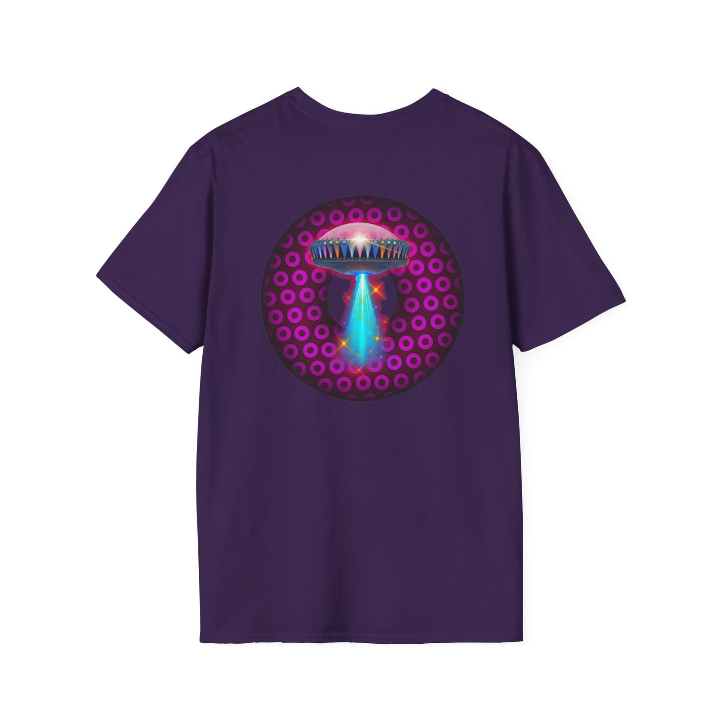 Coffee Traders Tee - Unisex Soft-Style - "Blastoff " - paradoxical donuts - variant 2 - logo front/mothership back