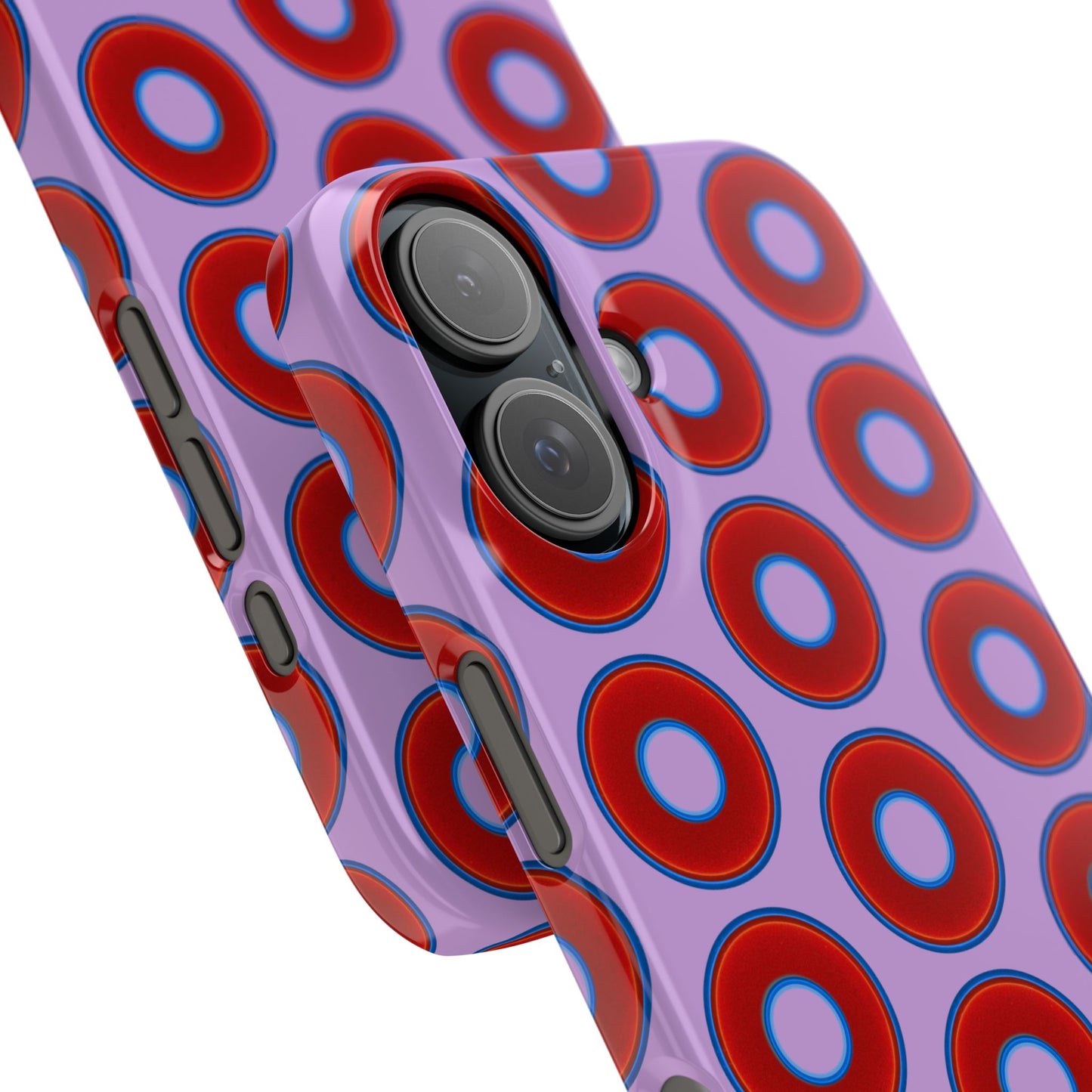Lumpy Donut Snap Case - red vivid donut print w/wisteria purple background
