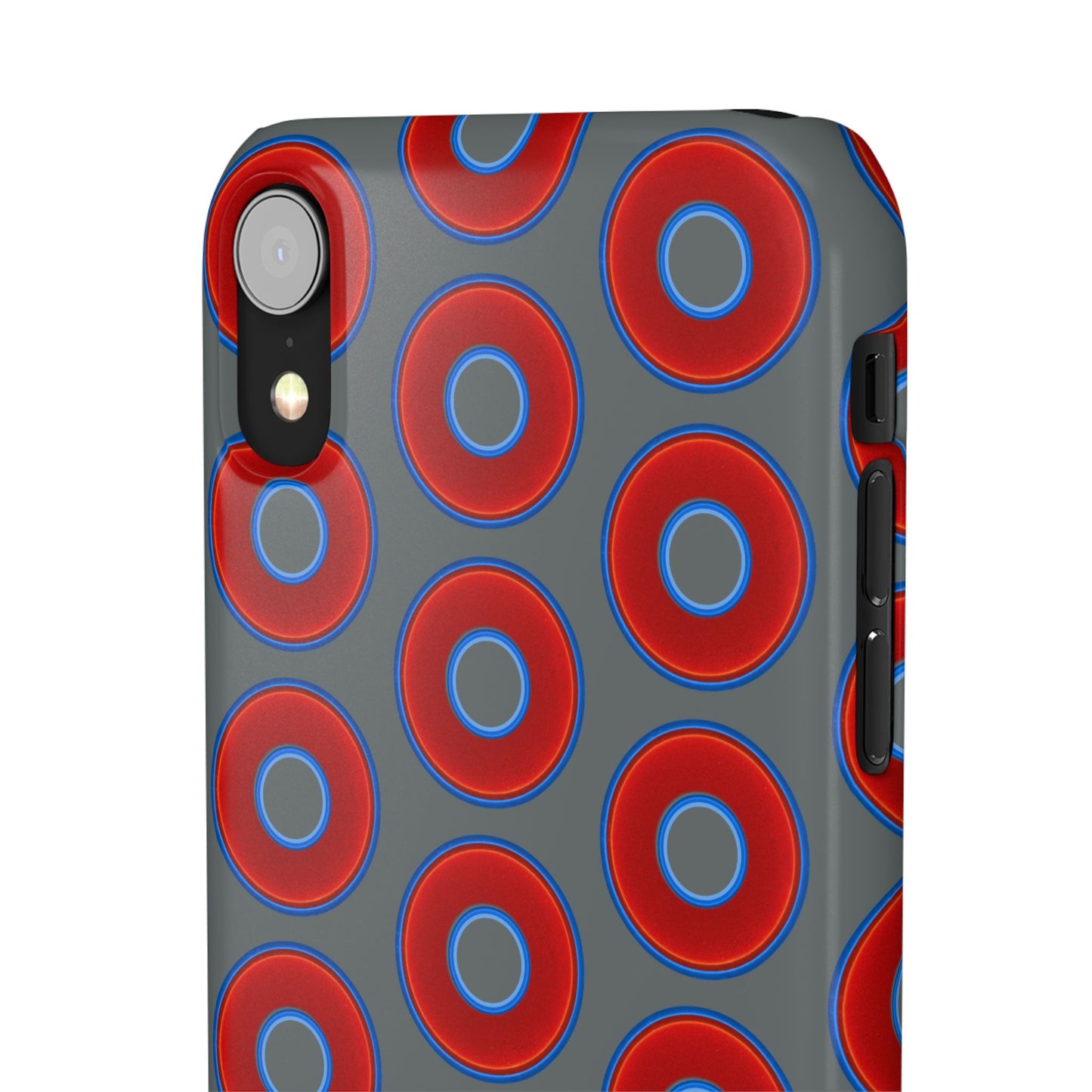 Lumpy Donut Snap Case - red vivid donut print w/dark gray background