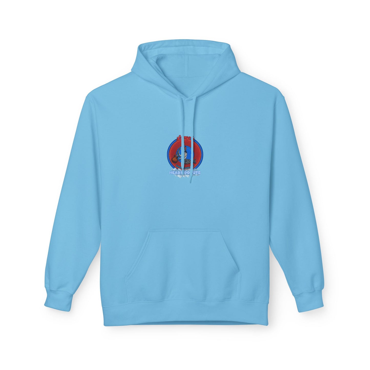 Unisex Fleece Hoodie - [Midweight Soft-style] - "Lump's Heady Logo" - w/rustic red donuts