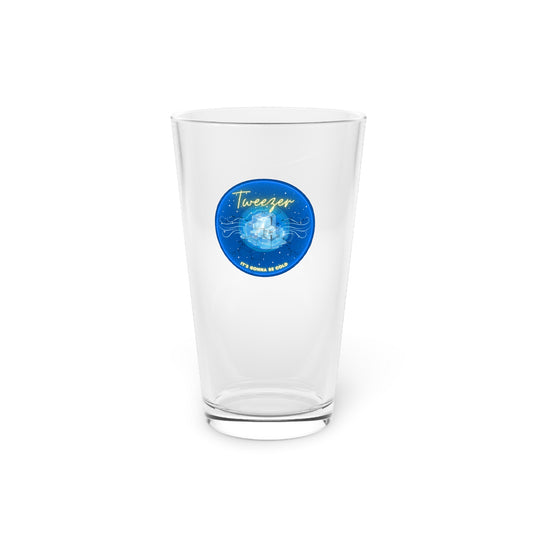 16oz Lumpy Pint Glass - "Uncle Ebenezer's Pint Glass" - vivid blue donut