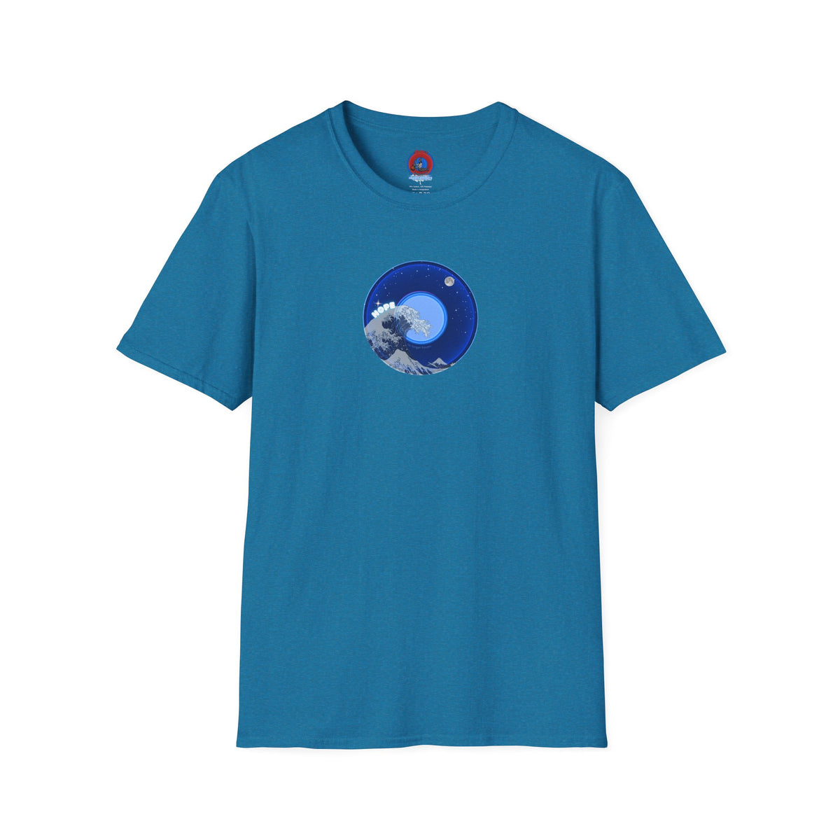 Classic Donut Tee - Unisex Soft-Style - "The Hopeful Waving Donut" - variant 2 - vivid blue donut