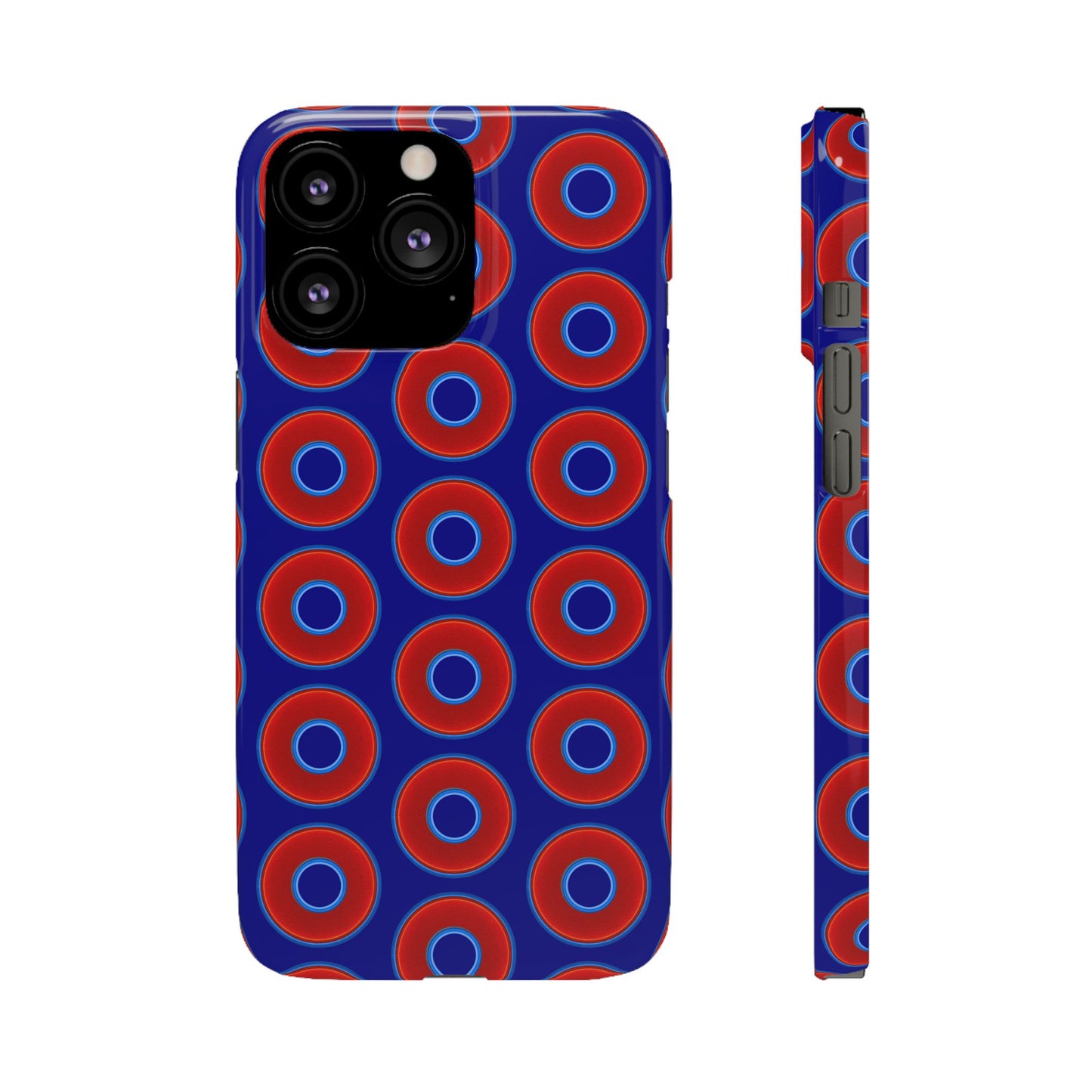 Lumpy Donut Snap Case - red vivid donut print w/vivid navy blue background