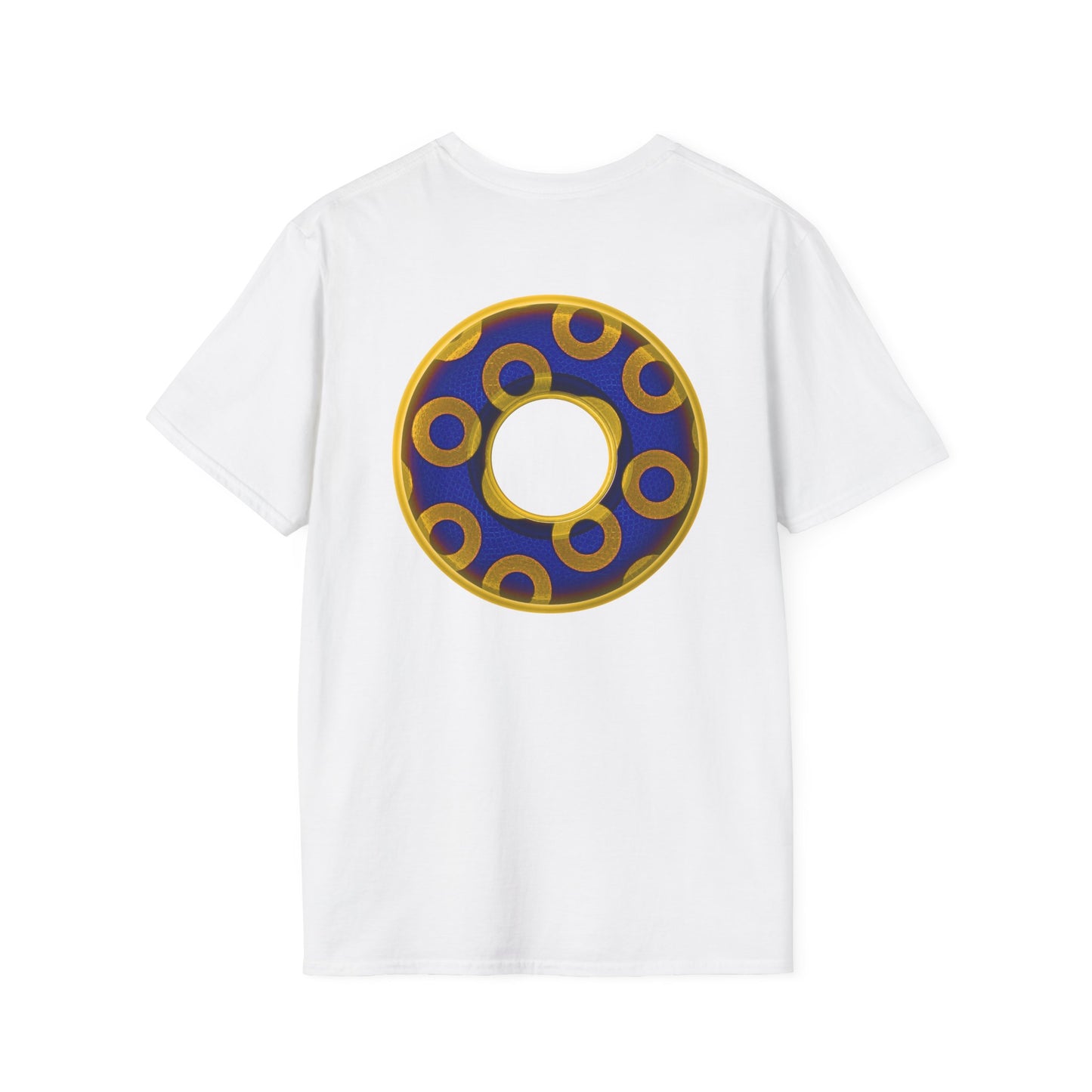 Plain Donuts/Unisex Soft-Style - "Plain Rustic Paradoxical Donuts" - yellow/dark blue donuts