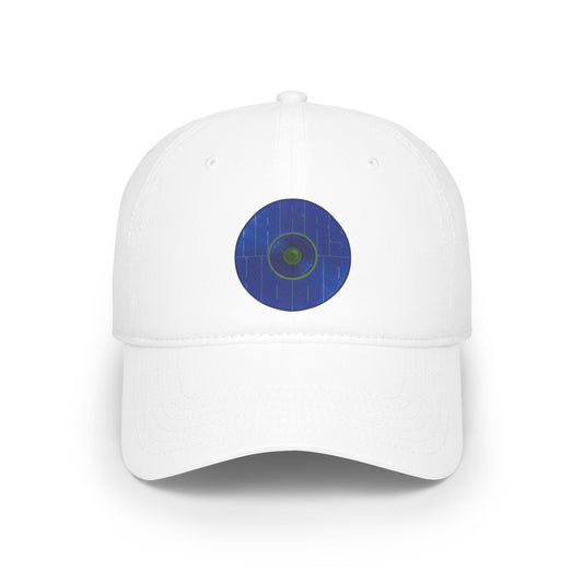 Lumpy Donut Baseball Cap - "Harry Hoodlum Donut Cap" - variant 5 - vivid dark blue donut w/words