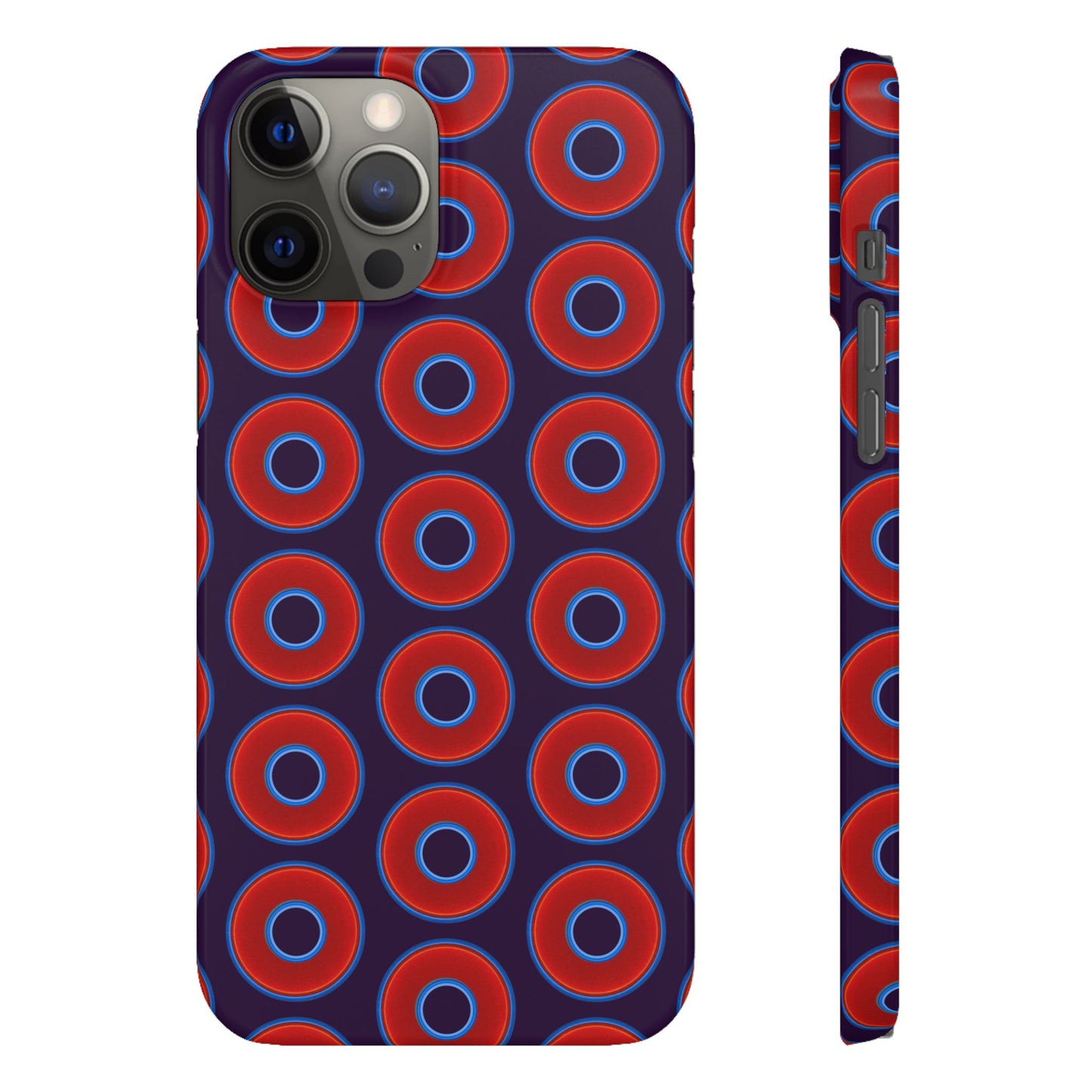 Lumpy Donut Snap Case - red vivid donut print w/midnight purple background