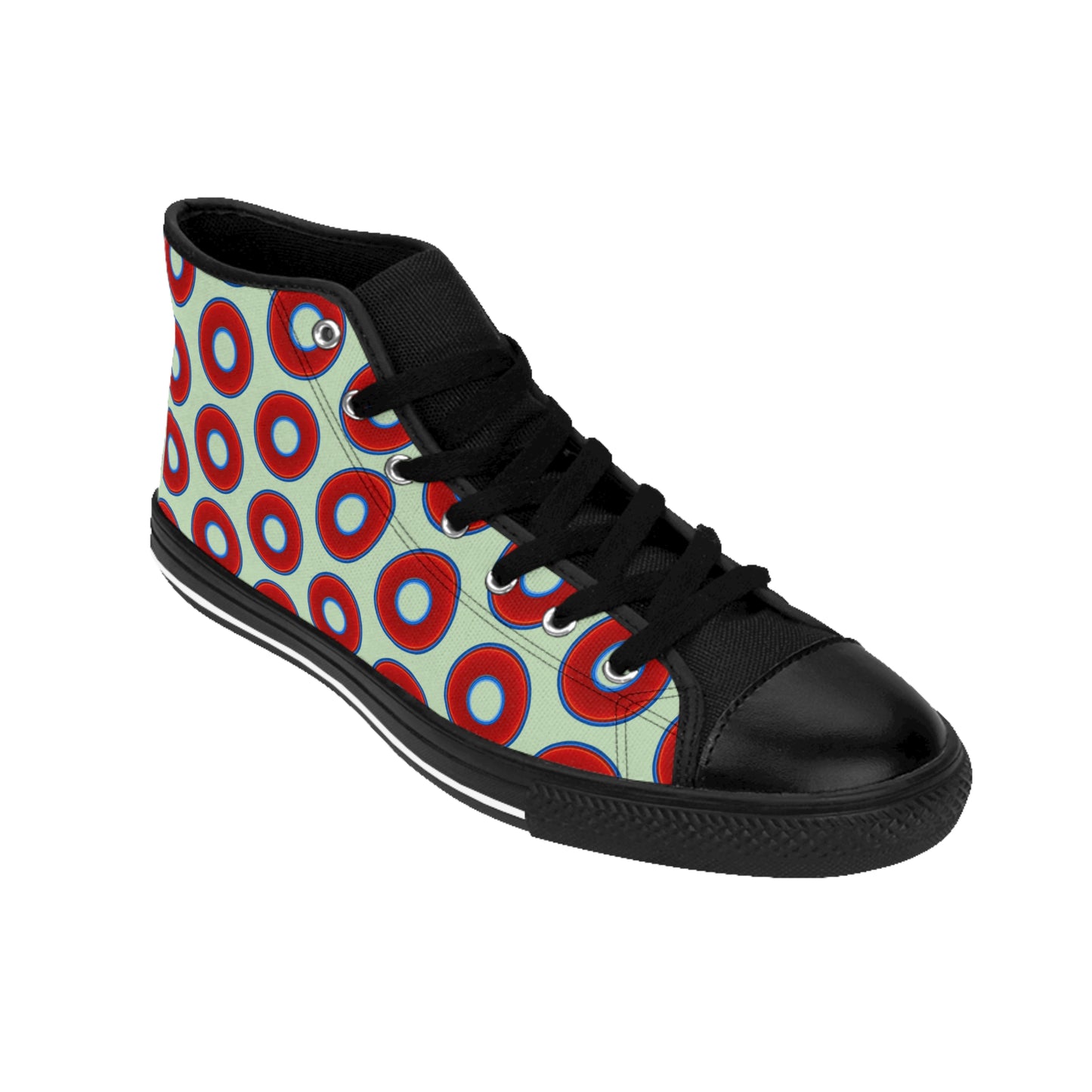 Men's Cushiony Convectors - High Tops - red vivid donuts w/seafoam background