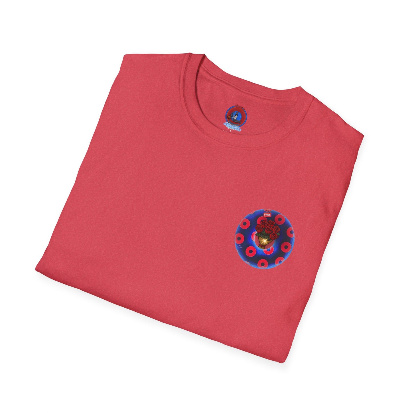 Classic Donut Tee - Unisex Soft-Style - "Donuts of Phreedom" - red/blue paradoxical blimpy donut