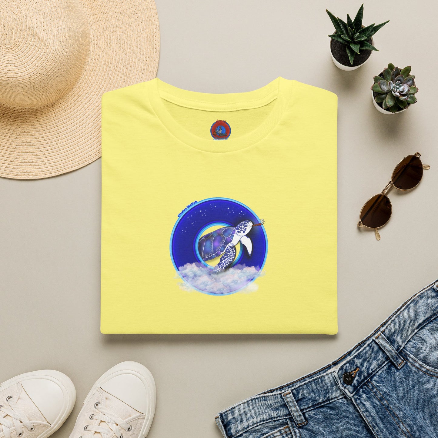 Classic Donut Tee - Unisex Soft-Style - "Clueless Wallob's Donuts" - vivid blue sky donut