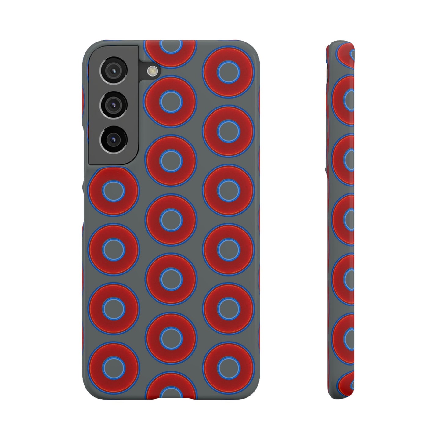 Lumpy Donut Snap Case - red vivid donut print w/dark gray background