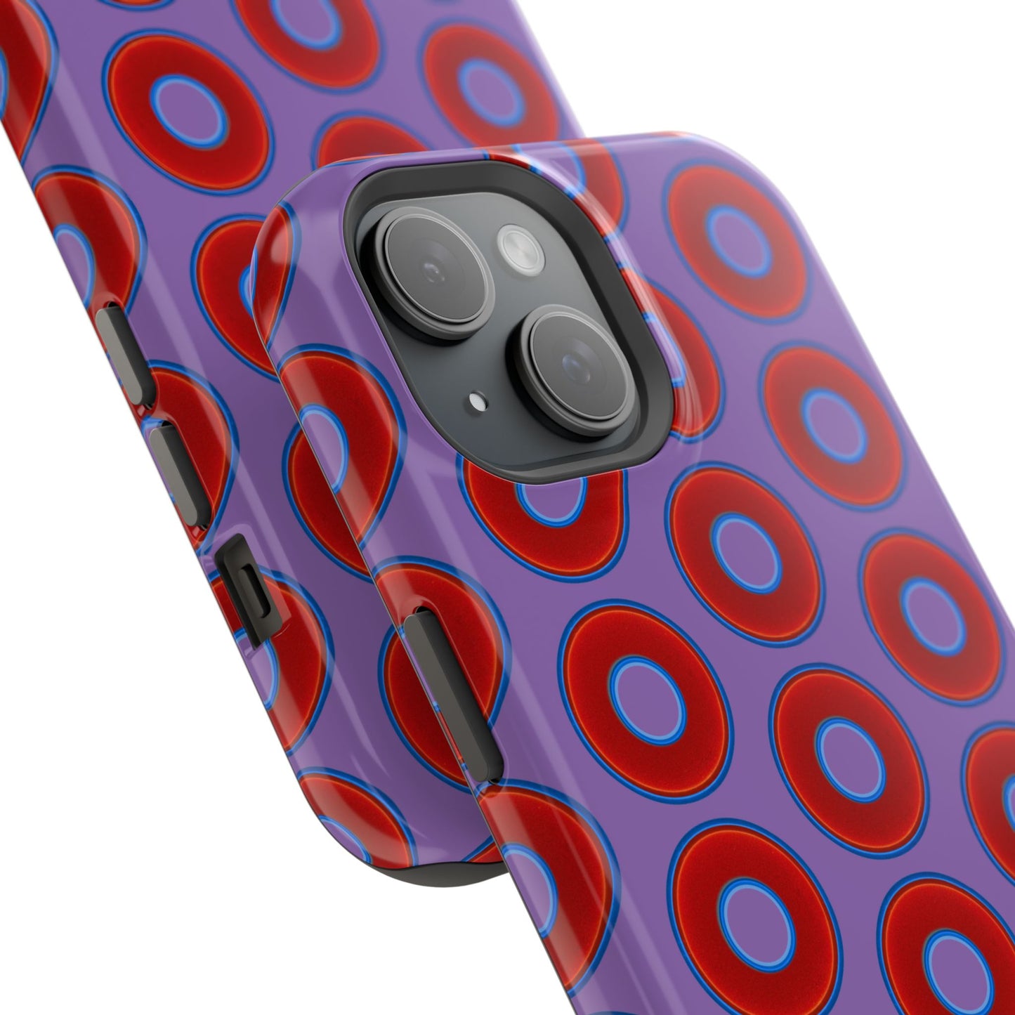 Impact-Resistant Lumpy Donut Case - red vivid donut print w/light purple background