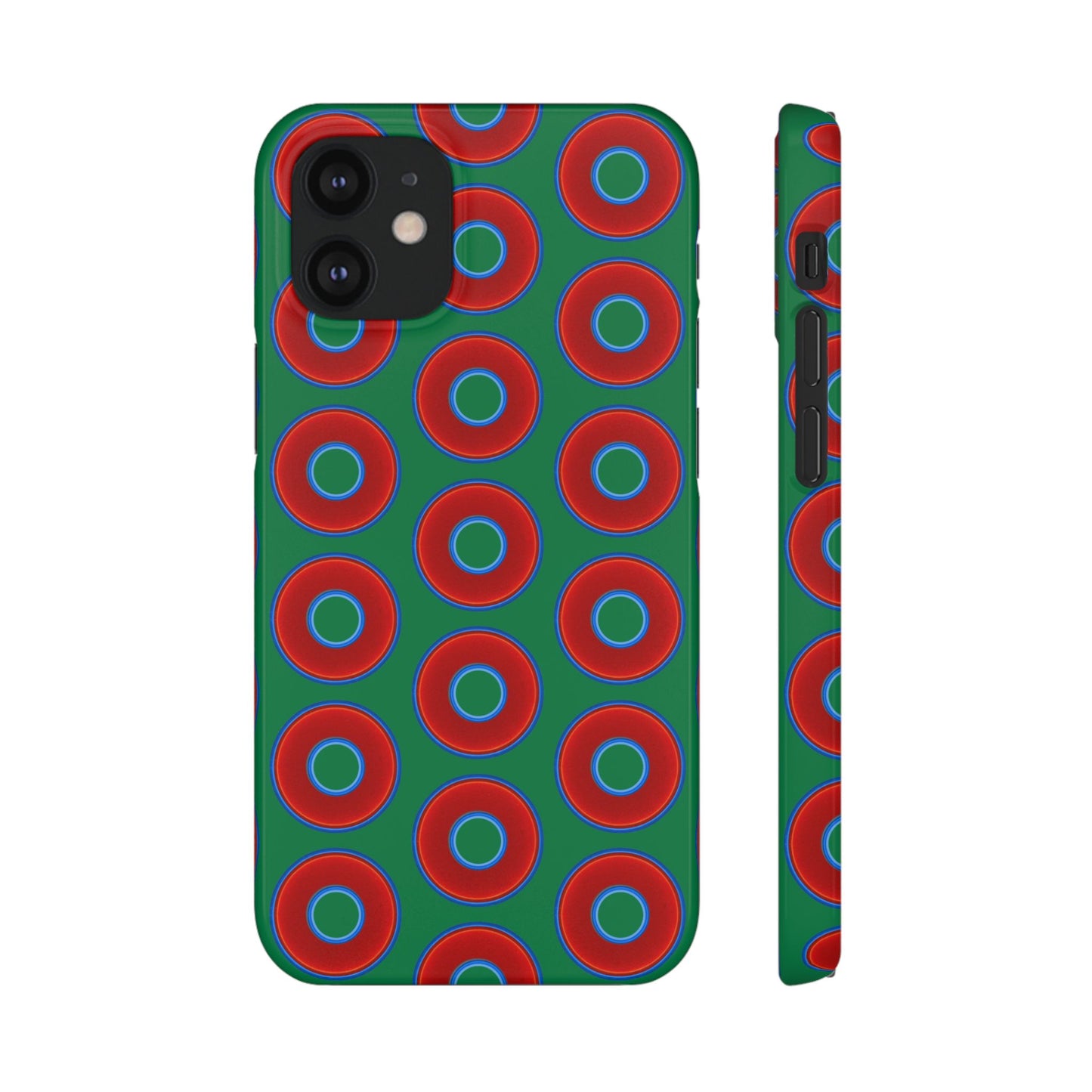 Lumpy Donut Snap Case - red vivid donut print w/green background