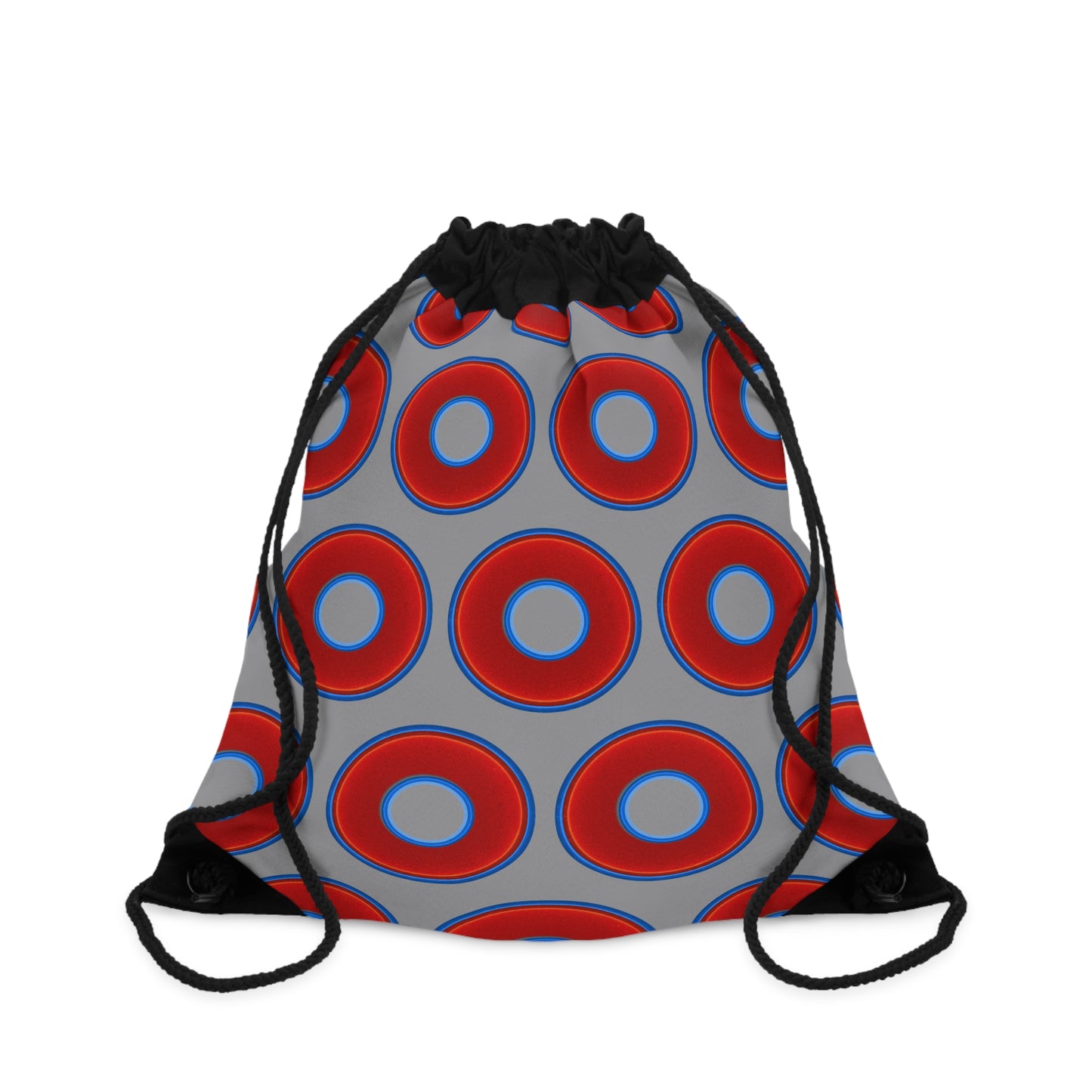 Lumpy Donut Drawstring Bag - red vivid donuts print w/gray background
