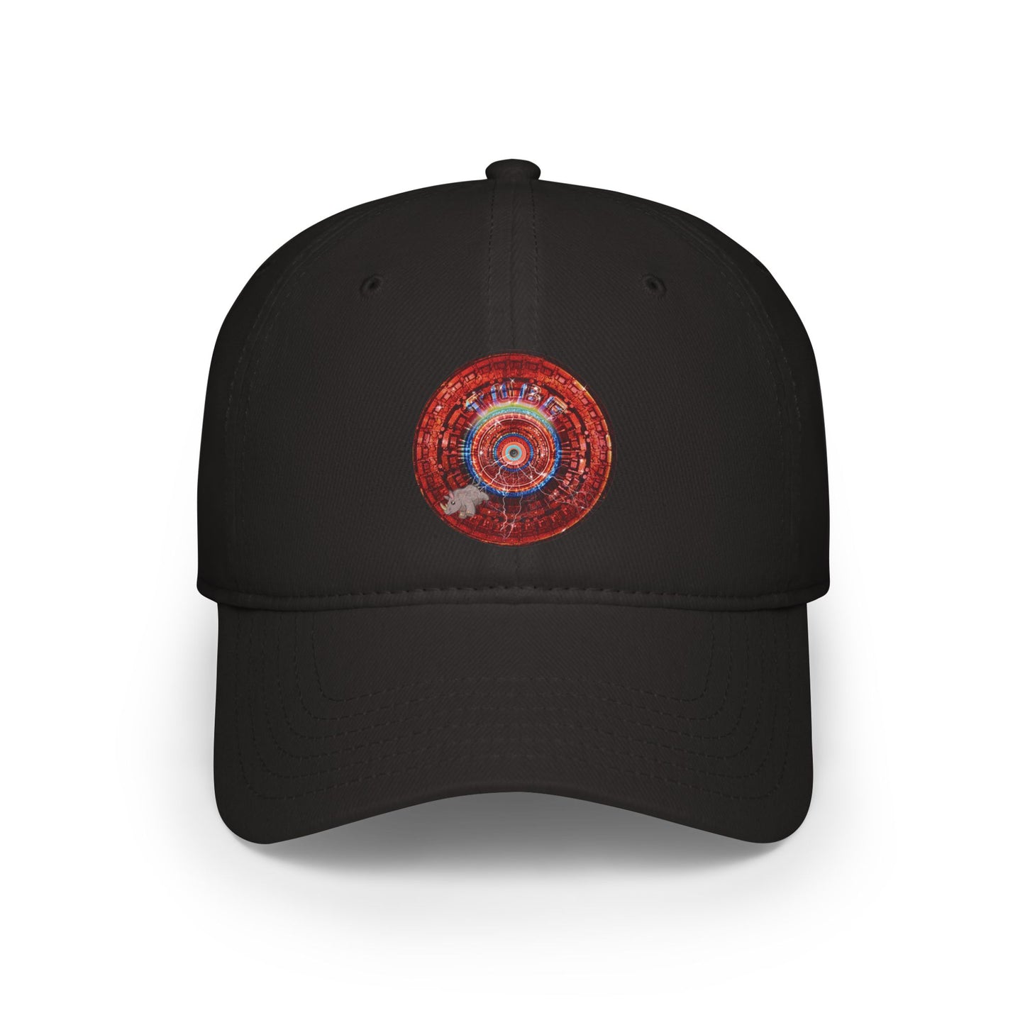 Lumpy Donut Baseball Cap - "Rhinos Do Run From Thunderous Donut Caps" - variant 2 - vivid red tube donut w/