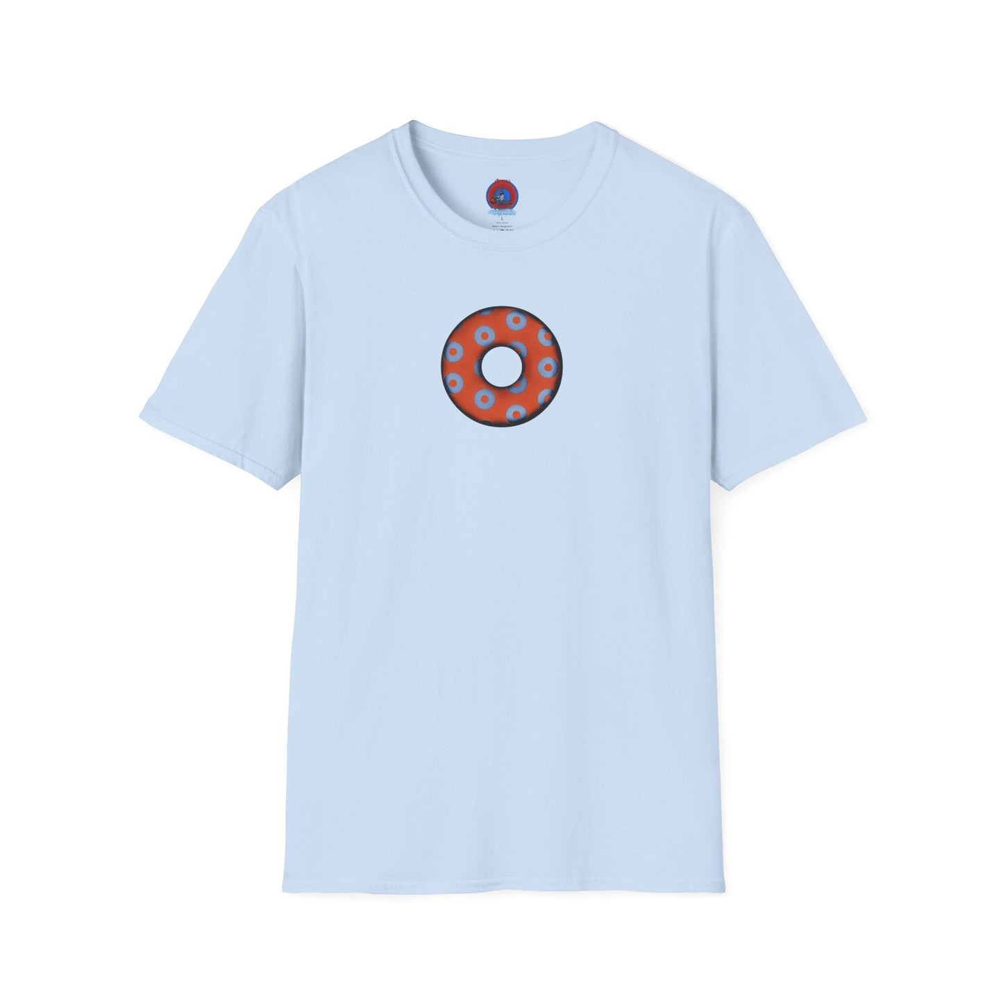 Plain Donuts/Unisex Soft-Style - "Plain Blimpy Paradoxical Donuts" - light blue/orange donuts