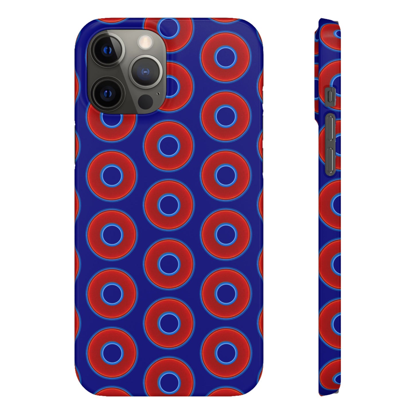 Lumpy Donut Snap Case - red vivid donut print w/vivid navy blue background