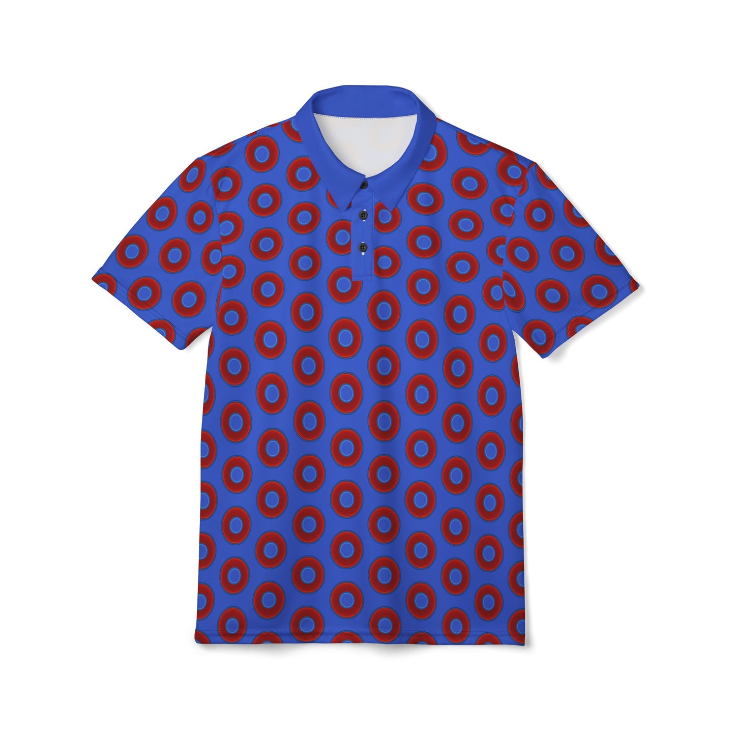 AOP Donut Polo - vivid donut print w/royal blue background [unisex]