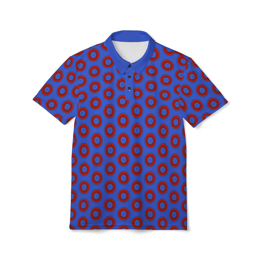 AOP Donut Polo - vivid donut print w/royal blue background [unisex]