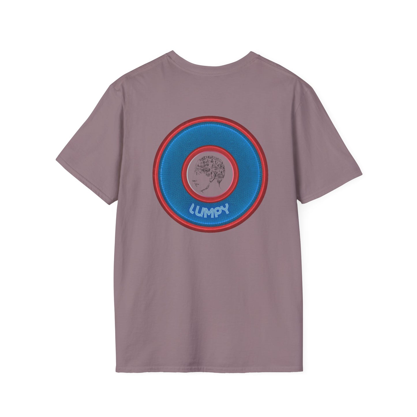 Classic Donut Tee - Unisex Soft-Style - "The Lumpy Donut" - variant 2 - blue/red donut