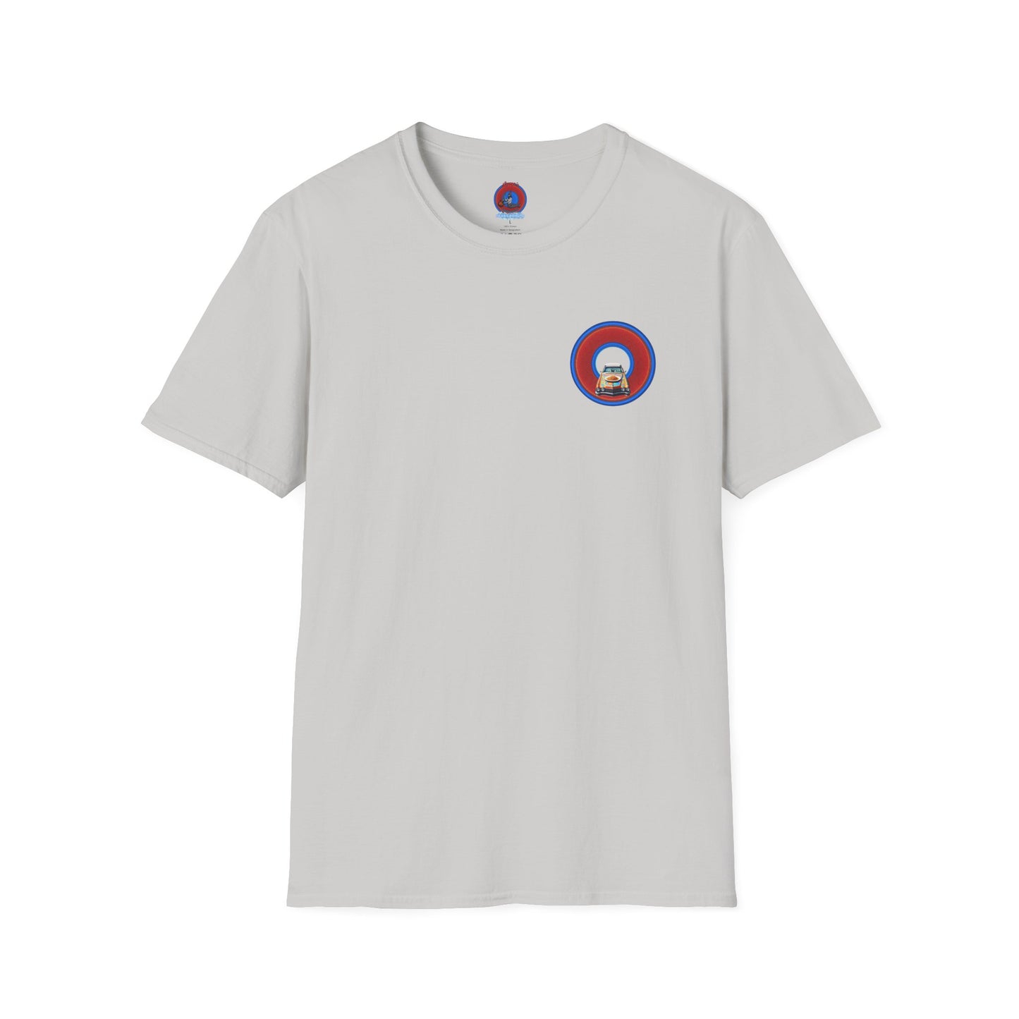 Classic Donut Tee - Unisex Soft-Style - "Cadillac Rainbows Spaghetti Incident" - series 1.0  - variant 4 - red/blue donut