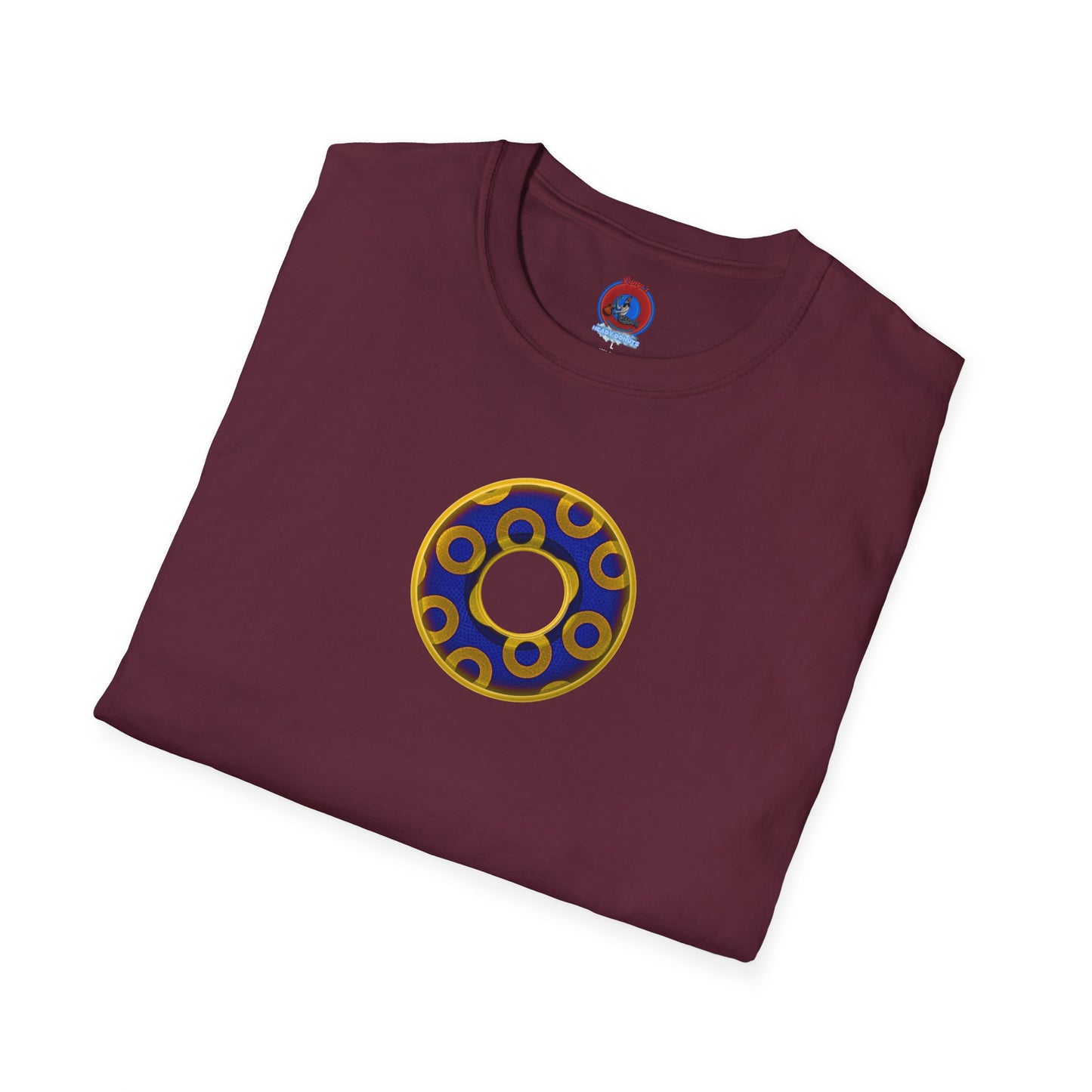 Plain Donuts/Unisex Soft-Style - "Plain Rustic Paradoxical Donuts" - yellow/dark blue donuts