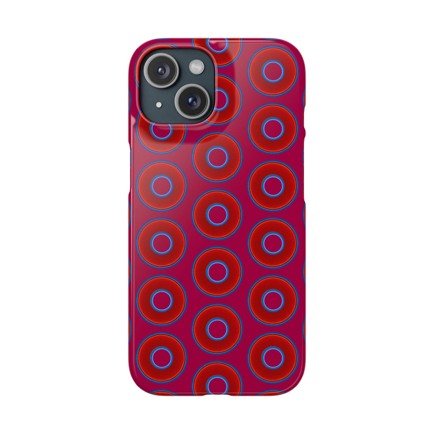 Lumpy Donut Snap Case - red vivid donut print w/dark magenta background