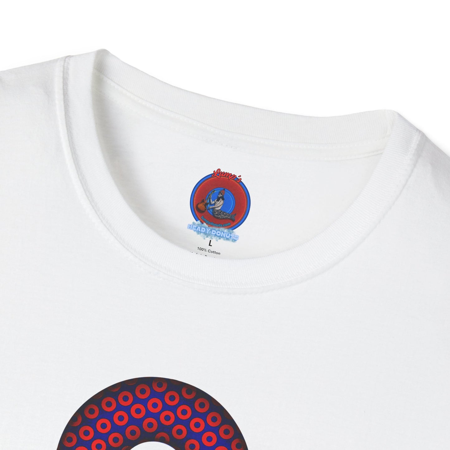 Plain Donuts/Unisex Soft-Style - "Plain Paradoxical Grided Donuts" - red/blue donuts