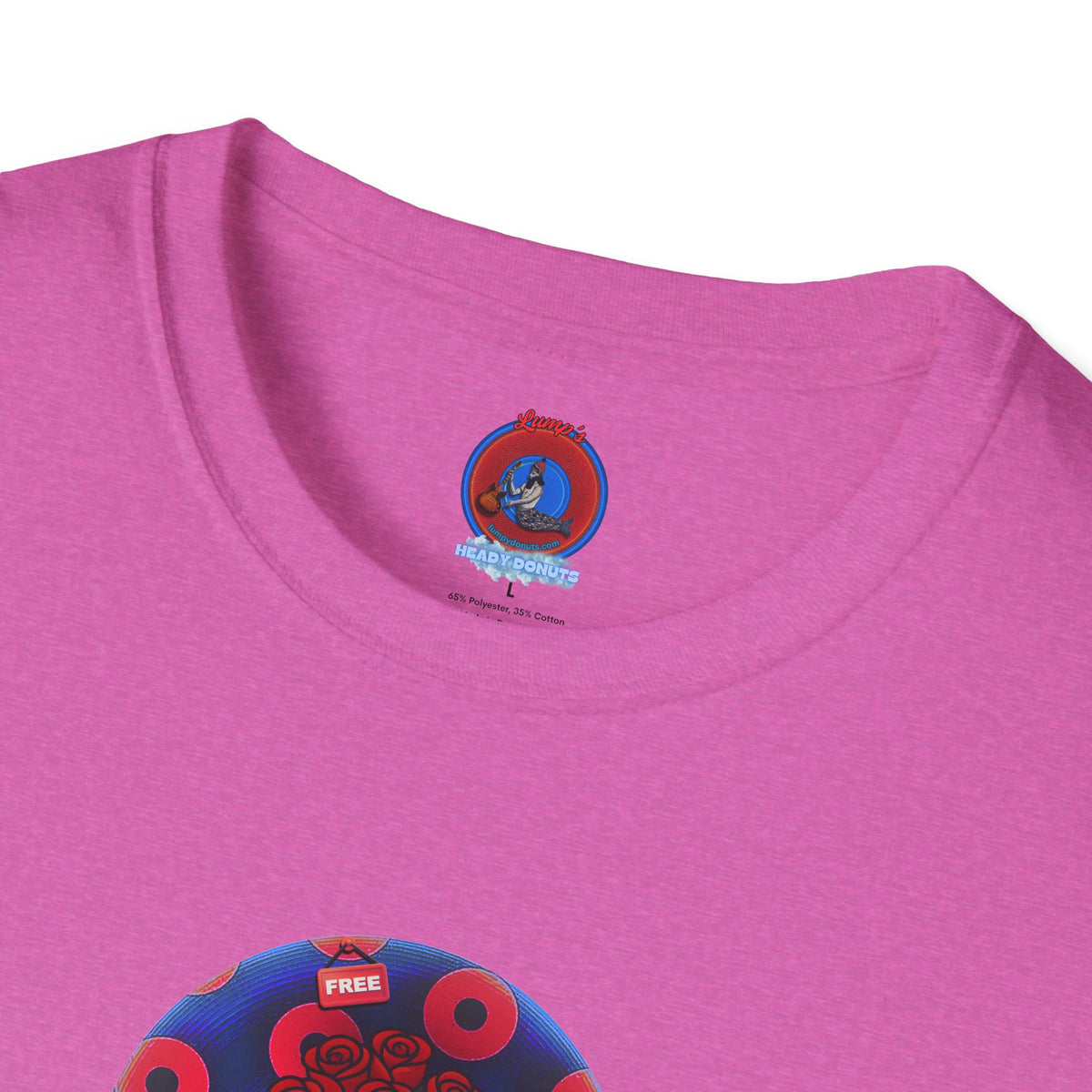 Classic Donut Tee - Unisex Soft-Style - "Donuts of Phreedom" - red/blue paradoxical blimpy donut