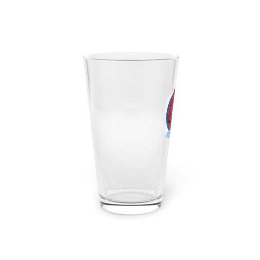 16oz Lumpy Pint Glass - "Lump's Heady Pint w/Logo" - rustic red/blue donut