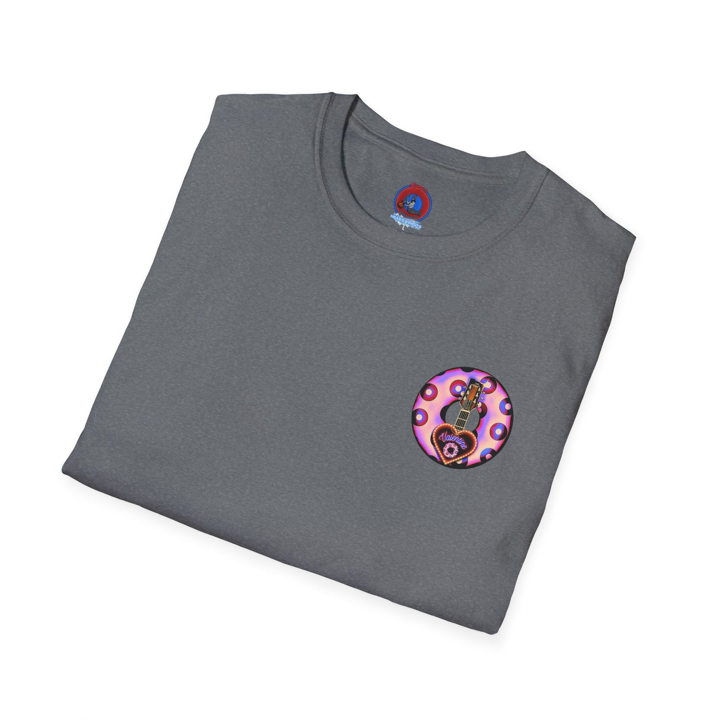 Classic Donut Tee - Unisex Soft-Style - "Would You Be My Donut?" - paradoxical faded purple/red donut - variant 3