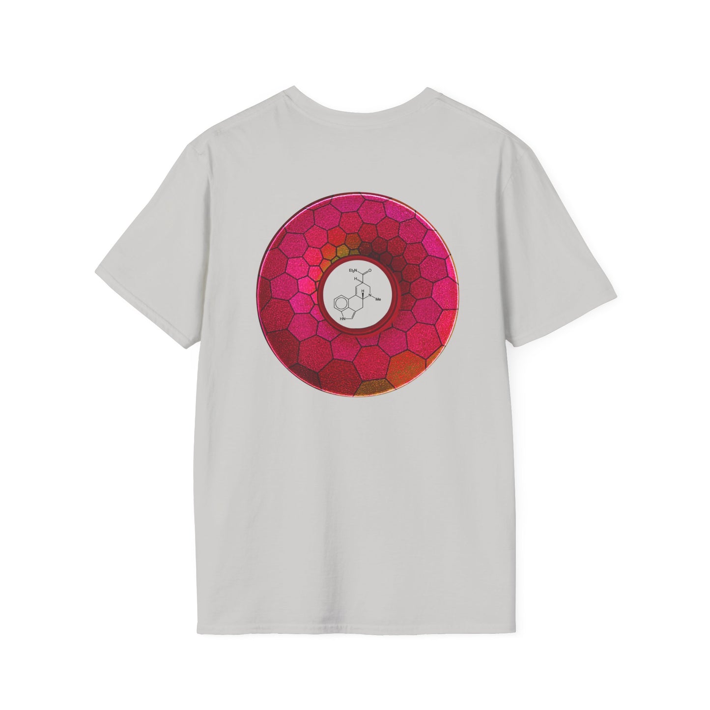 Classic Donut Tee - Unisex Soft-Style - "Dr. Albert Hofmann's Favorite Donut" - series 1.0  - variant 2 - magenta hexadonut
