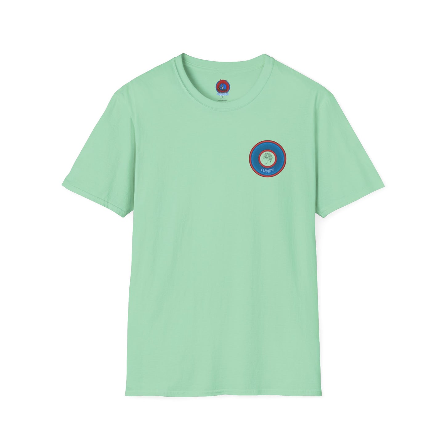 Classic Donut Tee - Unisex Soft-Style - "The Lumpy Donut" - variant 2 - blue/red donut