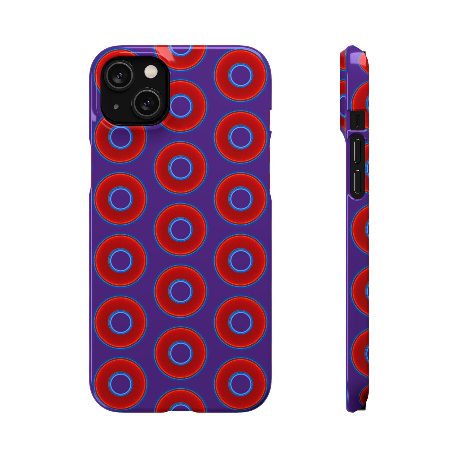 Lumpy Donut Snap Case - red vivid donut print w/dark purple background
