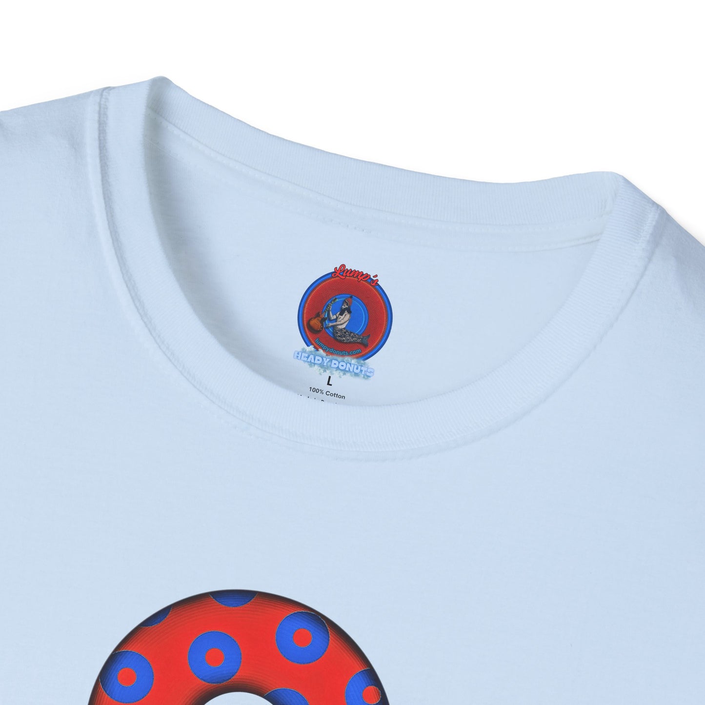Plain Donuts/Unisex Soft-Style - "Plain Blimpy Paradoxical Donuts" - red/blue donuts